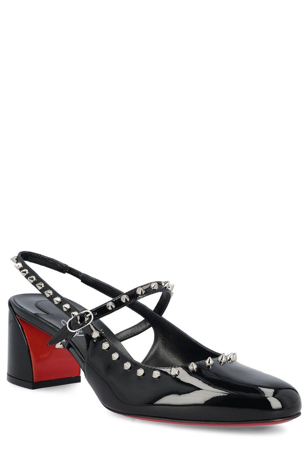 Christian Louboutin Janispikes 55 Mary-jane Slingback Pumps In Black