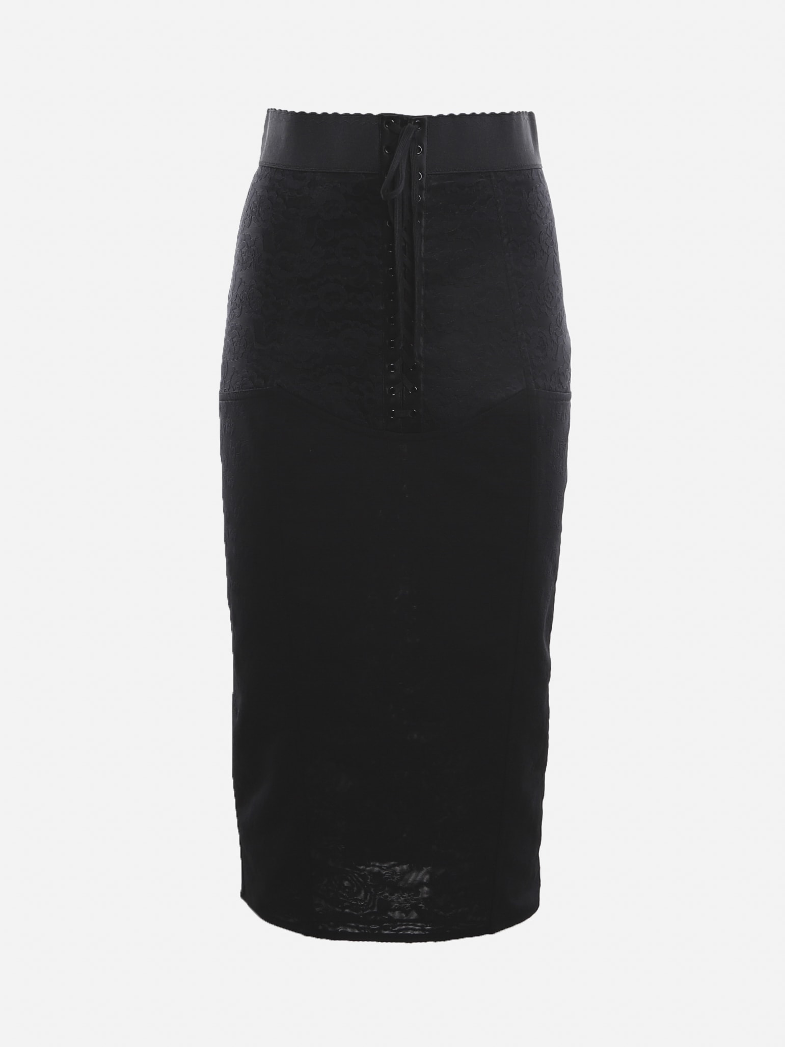 Dolce & Gabbana Lace Pencil Skirt With Corset Detail In Black