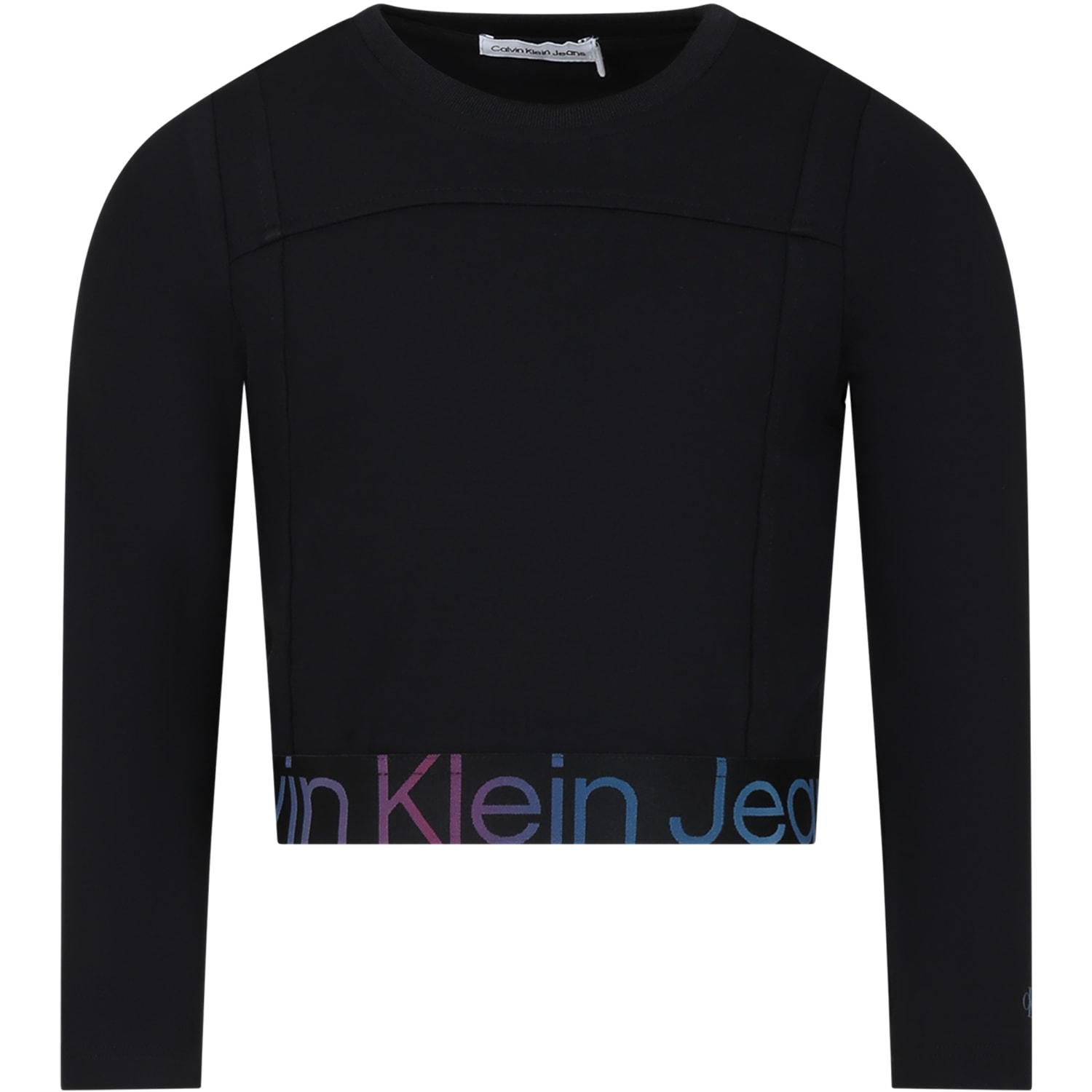 Shop Calvin Klein Black T-shirt For Girl With Logo