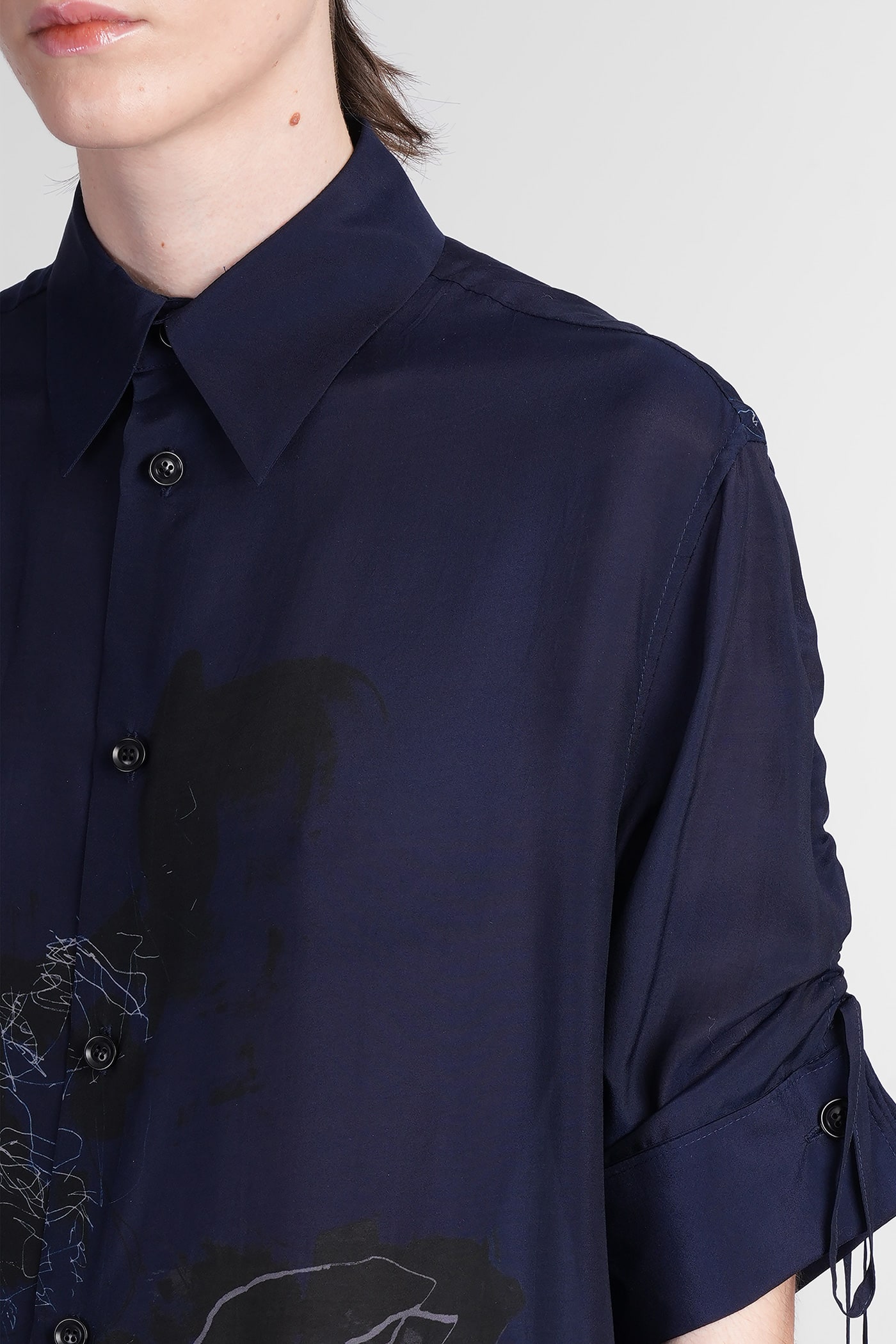 Yohji Yamamoto Shirt In Blue Polyamide Polyester In Blue