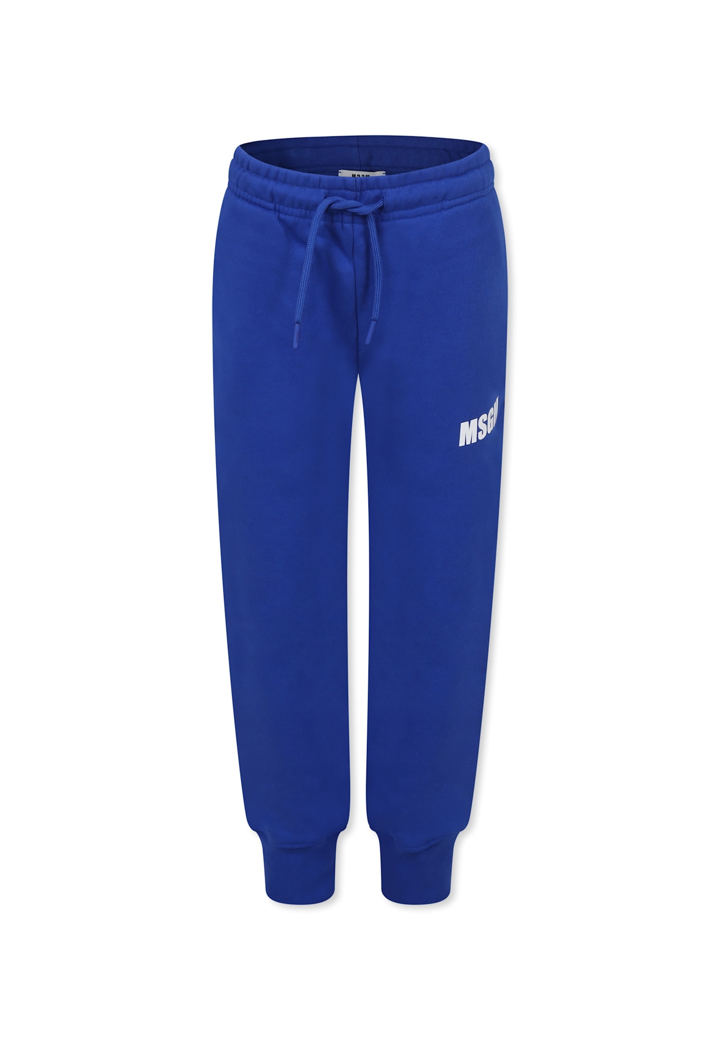 Msgm Blue Trousers For Kids With Logo In Blue