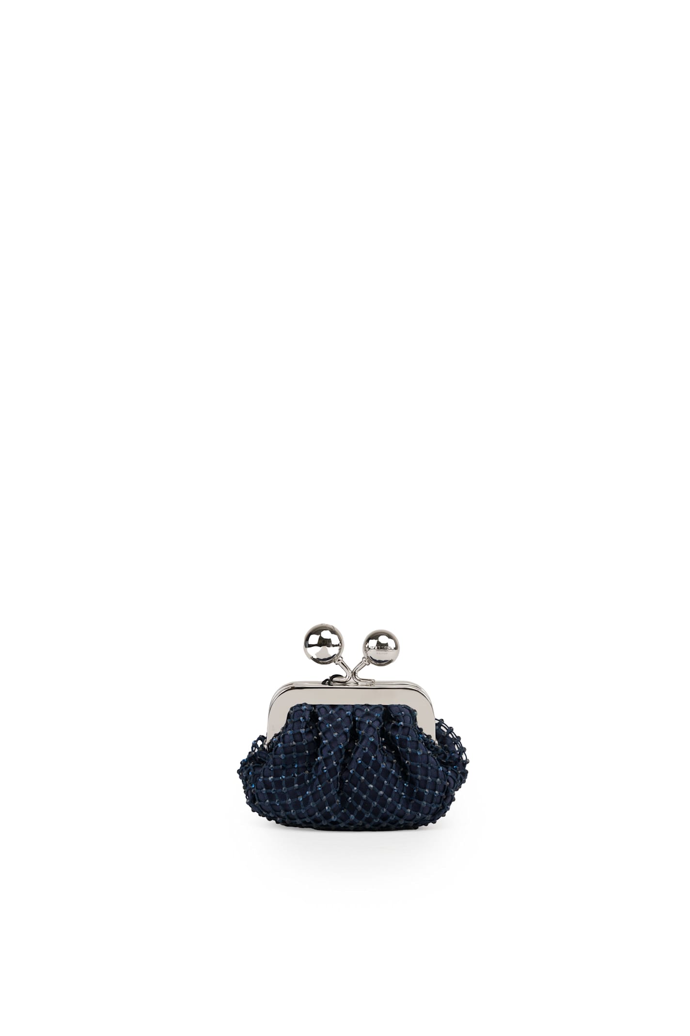 Shop Weekend Max Mara Pasticcino Nano Dilly Bag In Mesh And Rhinestones In Oltremare