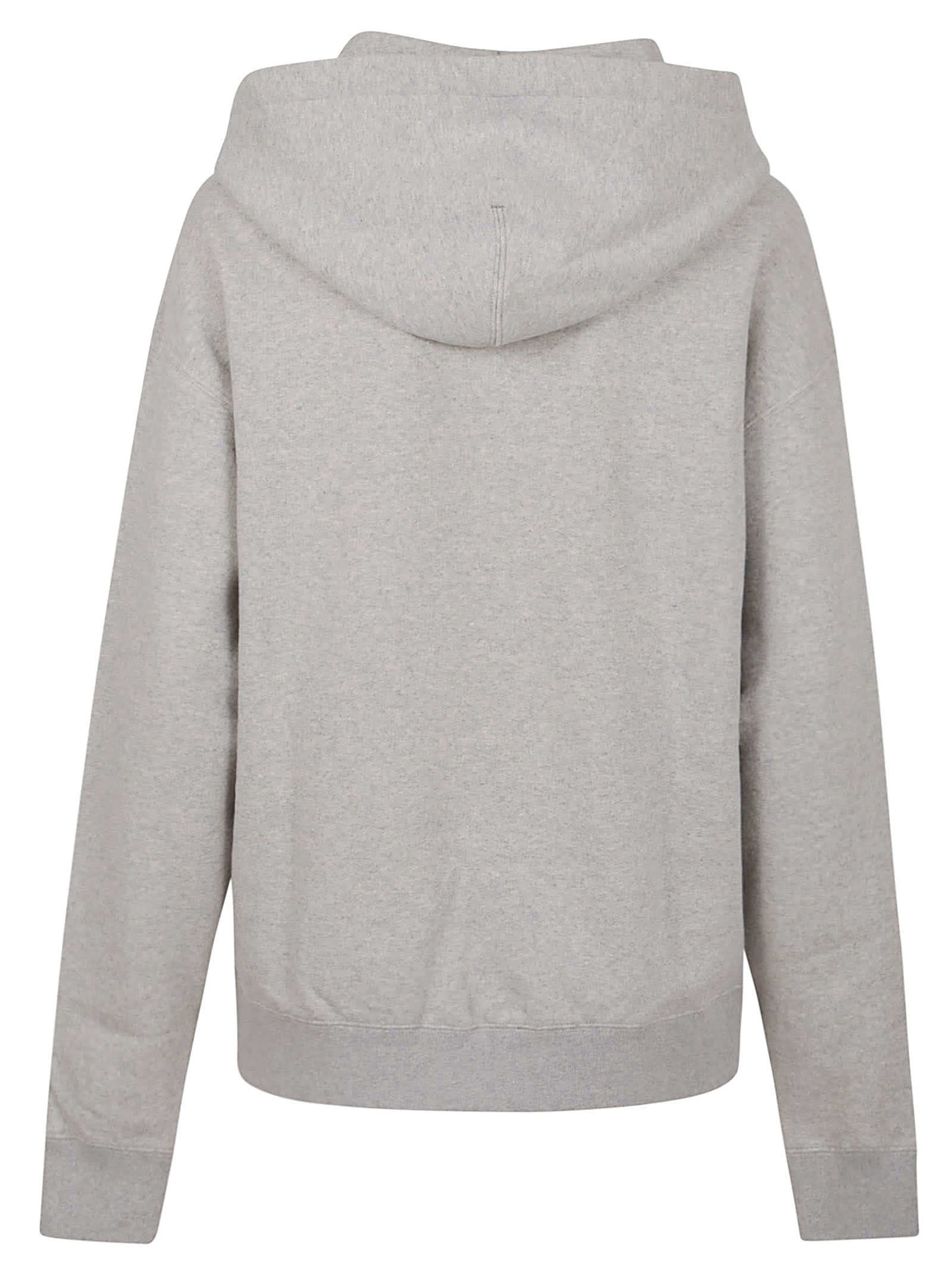 Jil Sander Pure Cotton Sweatshirt With Contrasting Drawstring Hood In Gray