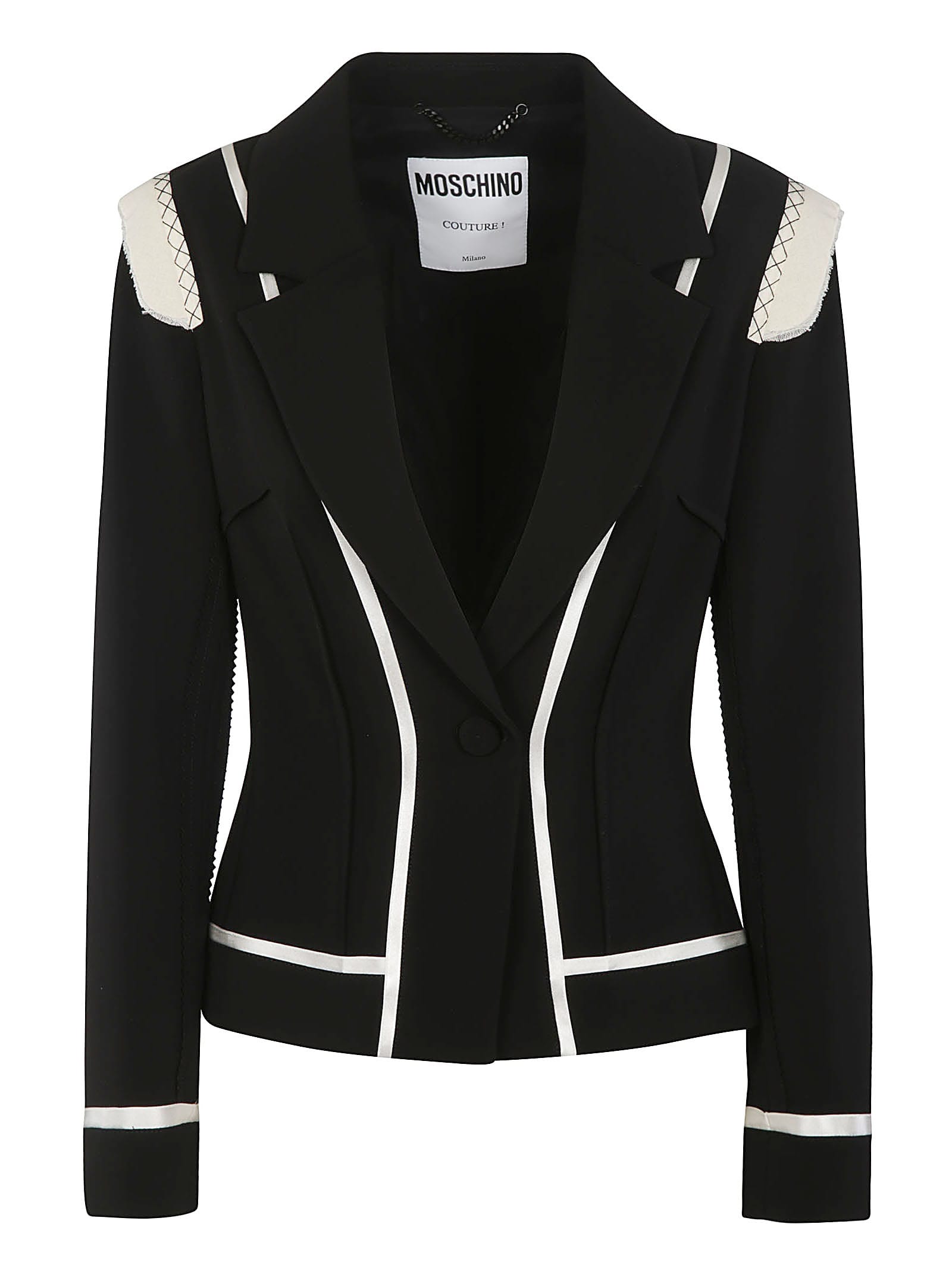 Moschino Patched Sleeved Single Button Blazer