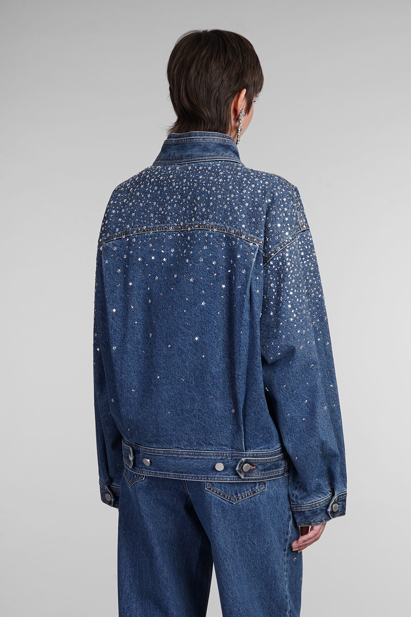 Shop Alessandra Rich Denim Jackets In Blue Cotton