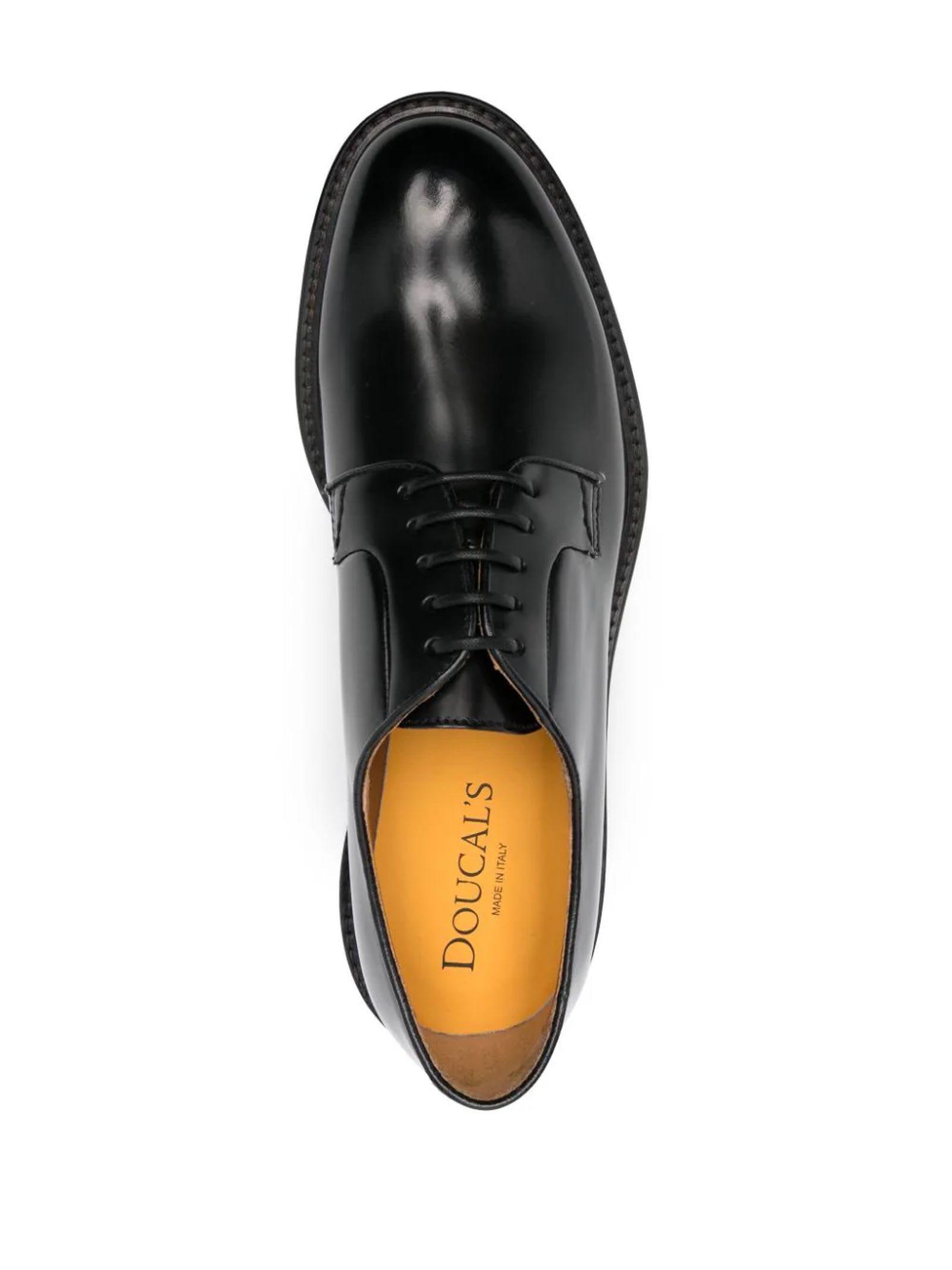 Shop Doucal's Black Lace-up Derby Shoes