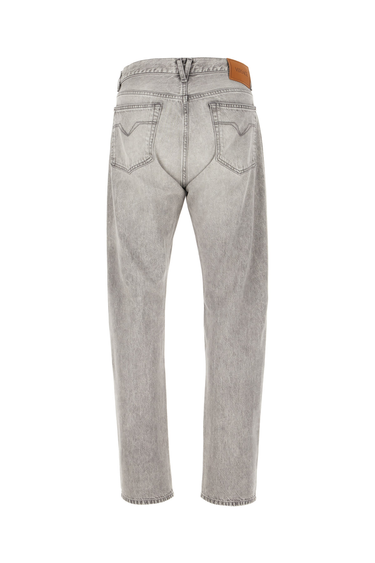 Shop Versace Grey Denim Jeans In Mid Grey