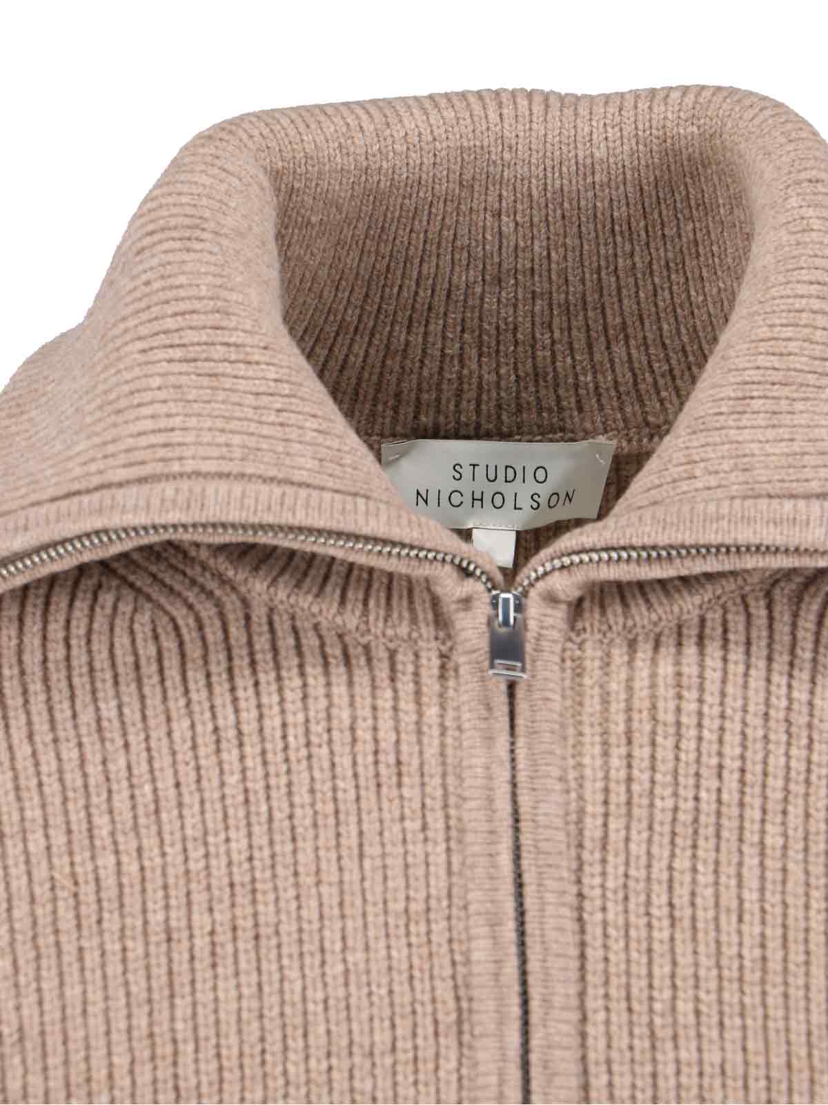 Studio Nicholson Sandos Zip Sweater In Brown