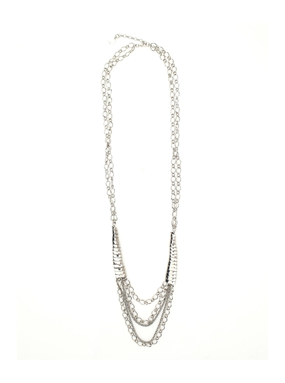 Silver Colored Multi Layer Necklace In Metal Woman