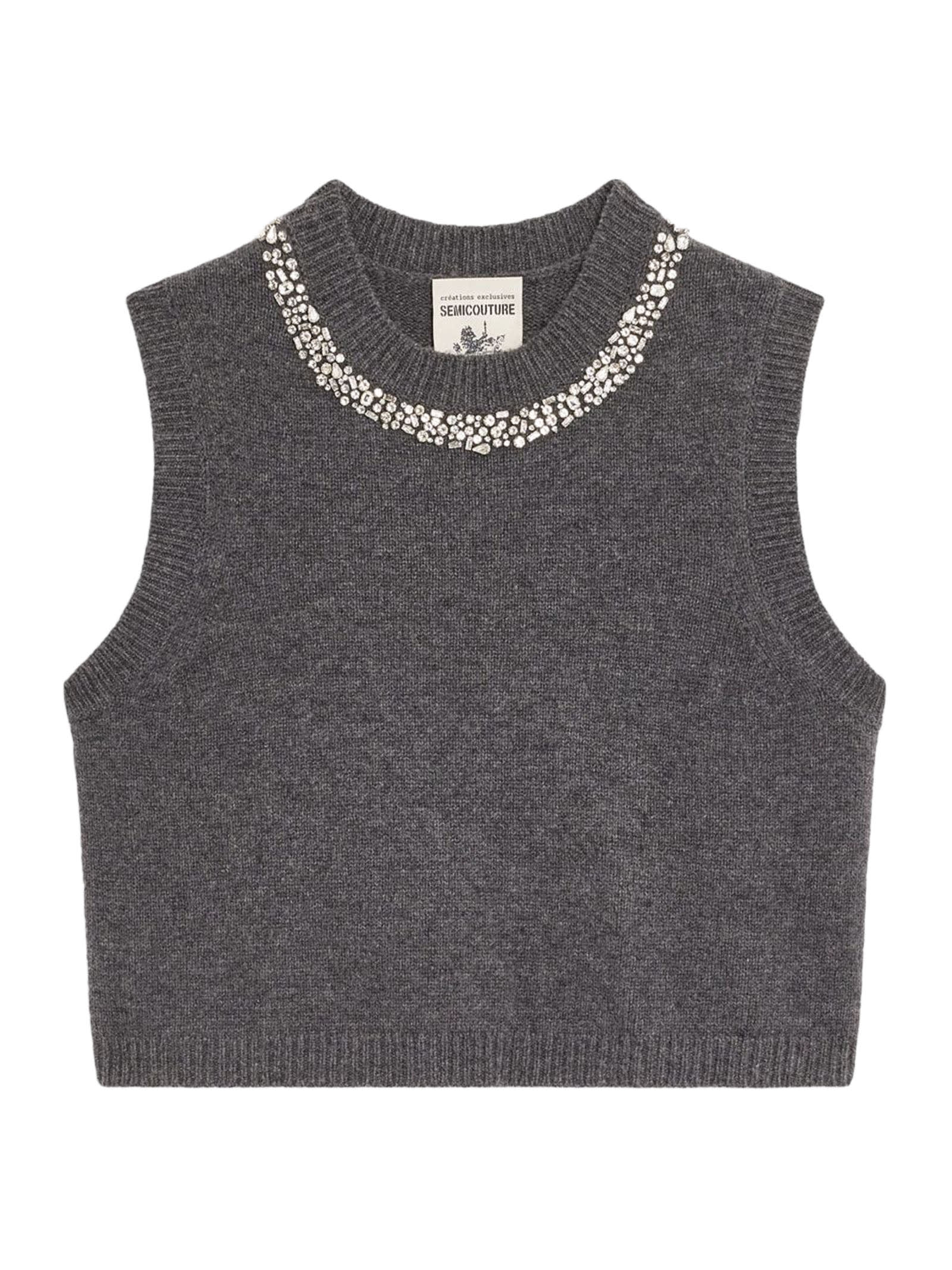 Shop Semicouture Cashmere Blend Waistcoat In Grey