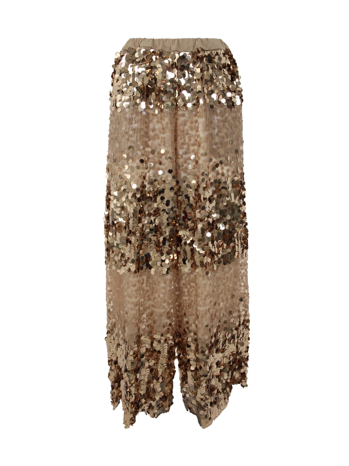 Shop Antonio Marras Elastic Palazzo Trousers With Pattern In Gold