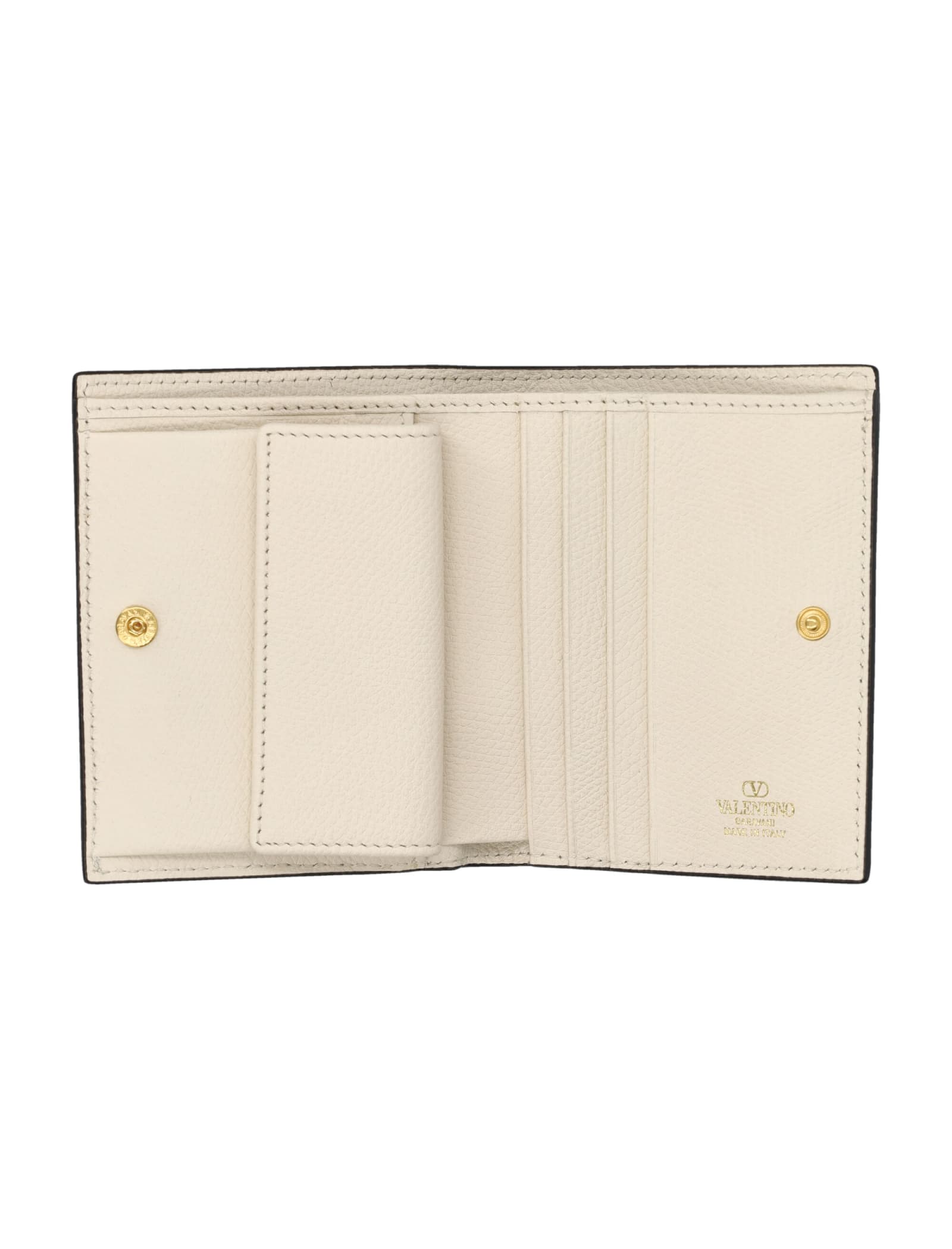 Shop Valentino Vlogo Signature Compact Wallet In Light Ivory