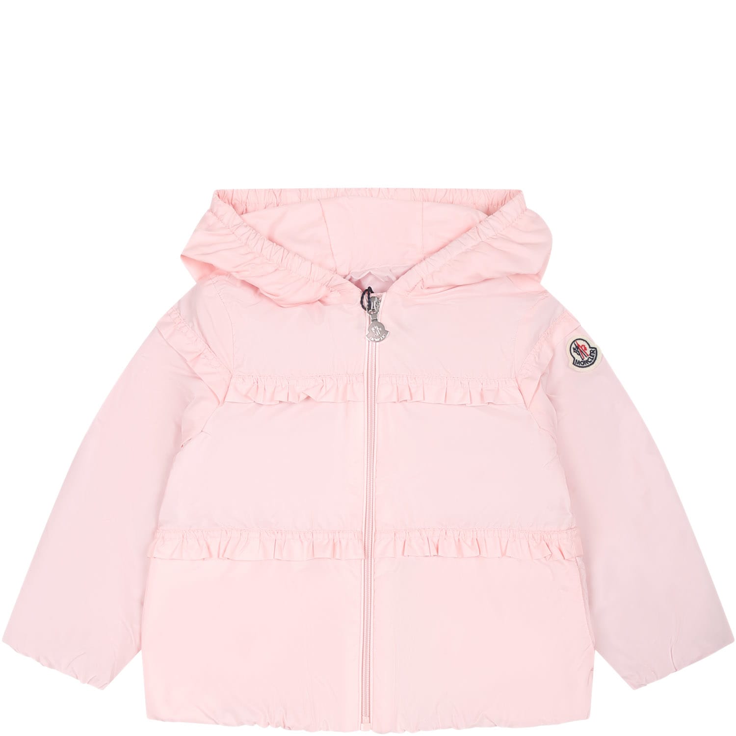 Moncler Pink Hiti Windbreaker For Baby Girl With Logo In 50