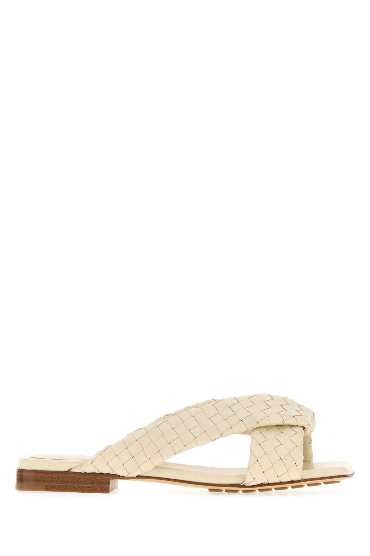 Bottega Veneta Woven Design Flat Sole Open Toe Slippers In Neutral