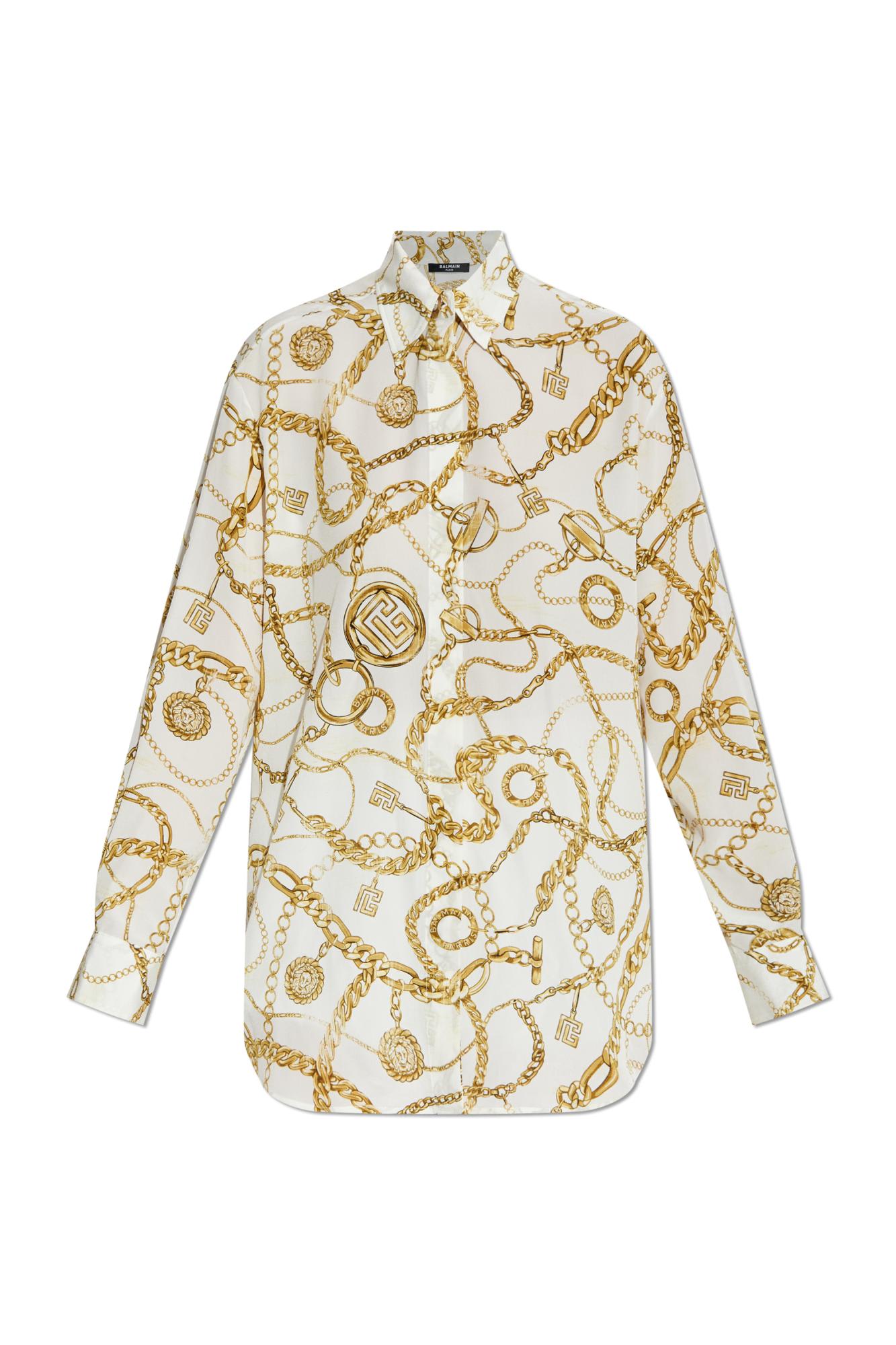 Balmain Silk Shirt With Print In Multi