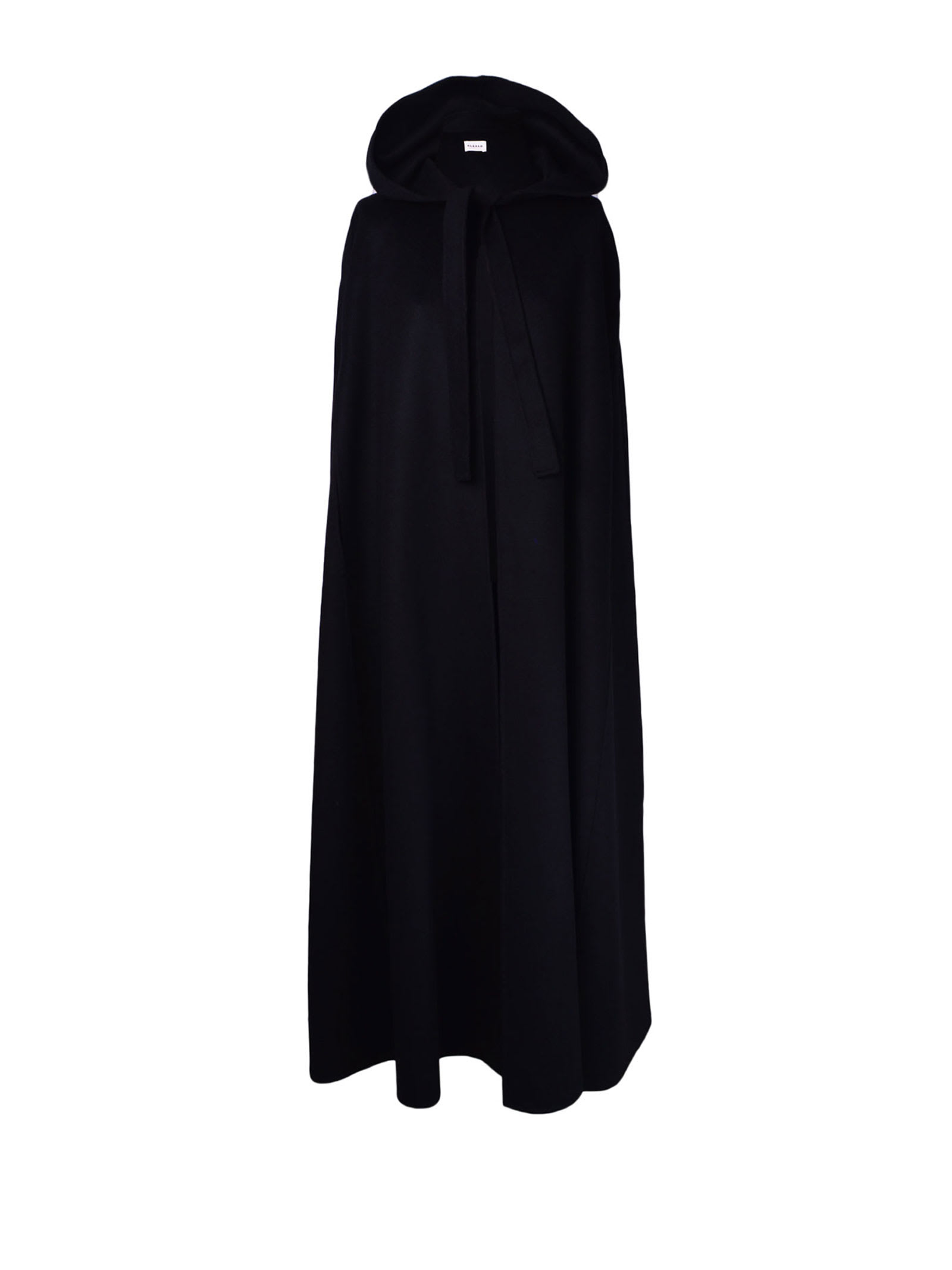 Parosh Long Maxi Black Cape With Hood