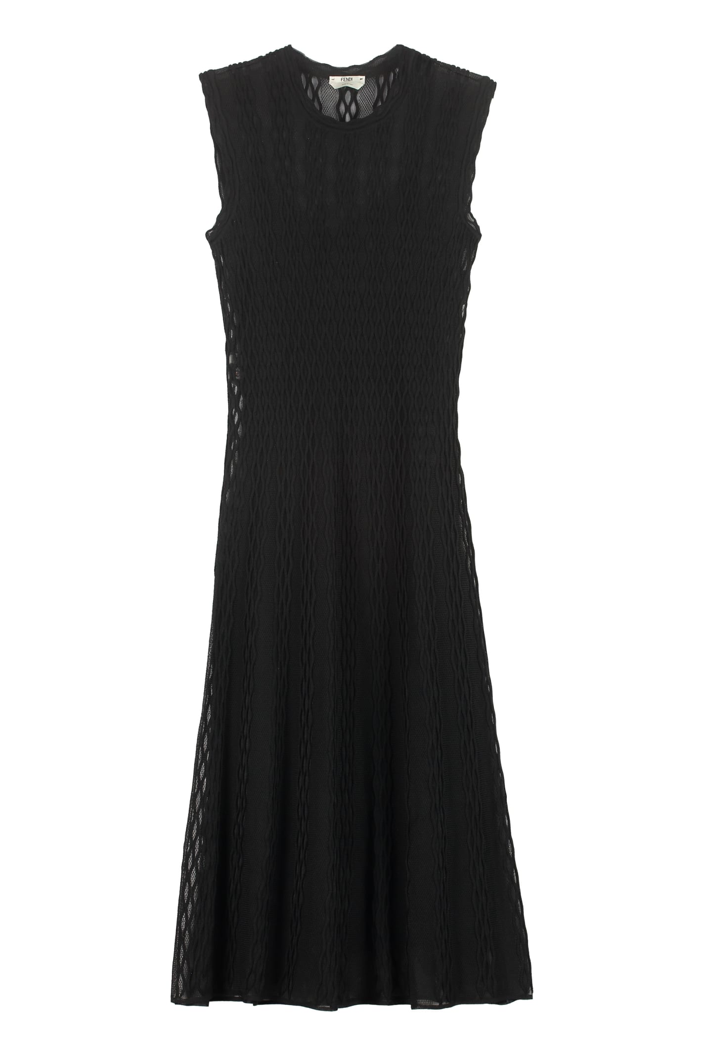 Save 19% Fendi Synthetic Midi Viscose Dress in Black Womens Dresses Fendi Dresses 