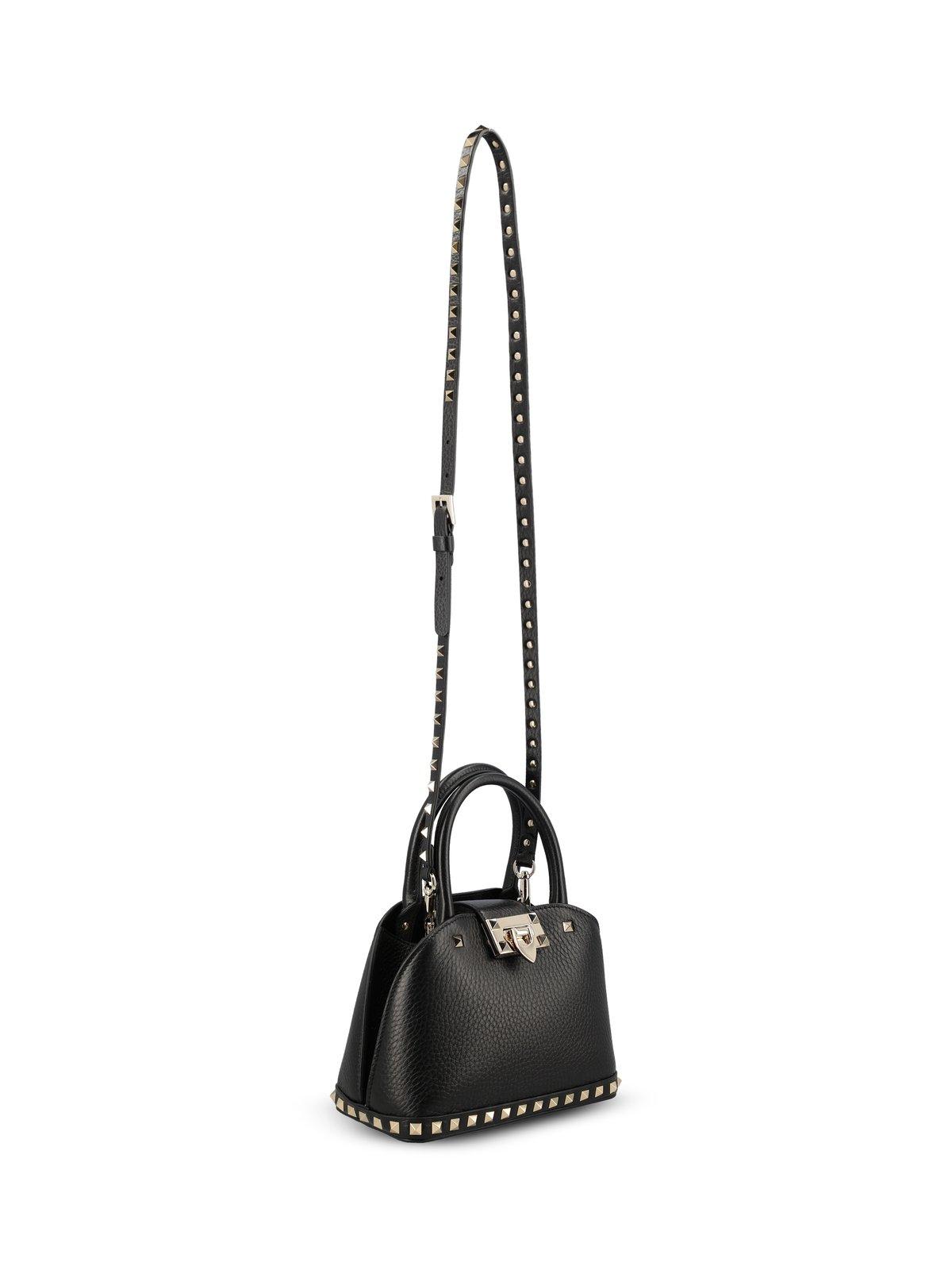 Shop Valentino Garavani Rockstud Foldover Top Tote Bag In Black