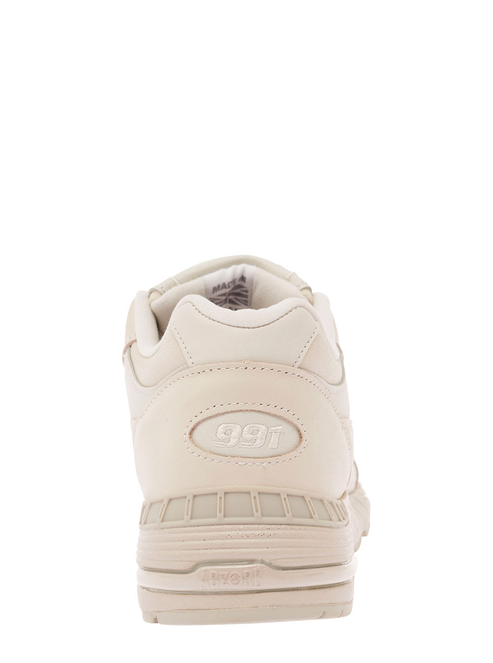 Shop New Balance 991 Beige Panelled Sneakers With Logo Patch In Leather And Fabric Man In White