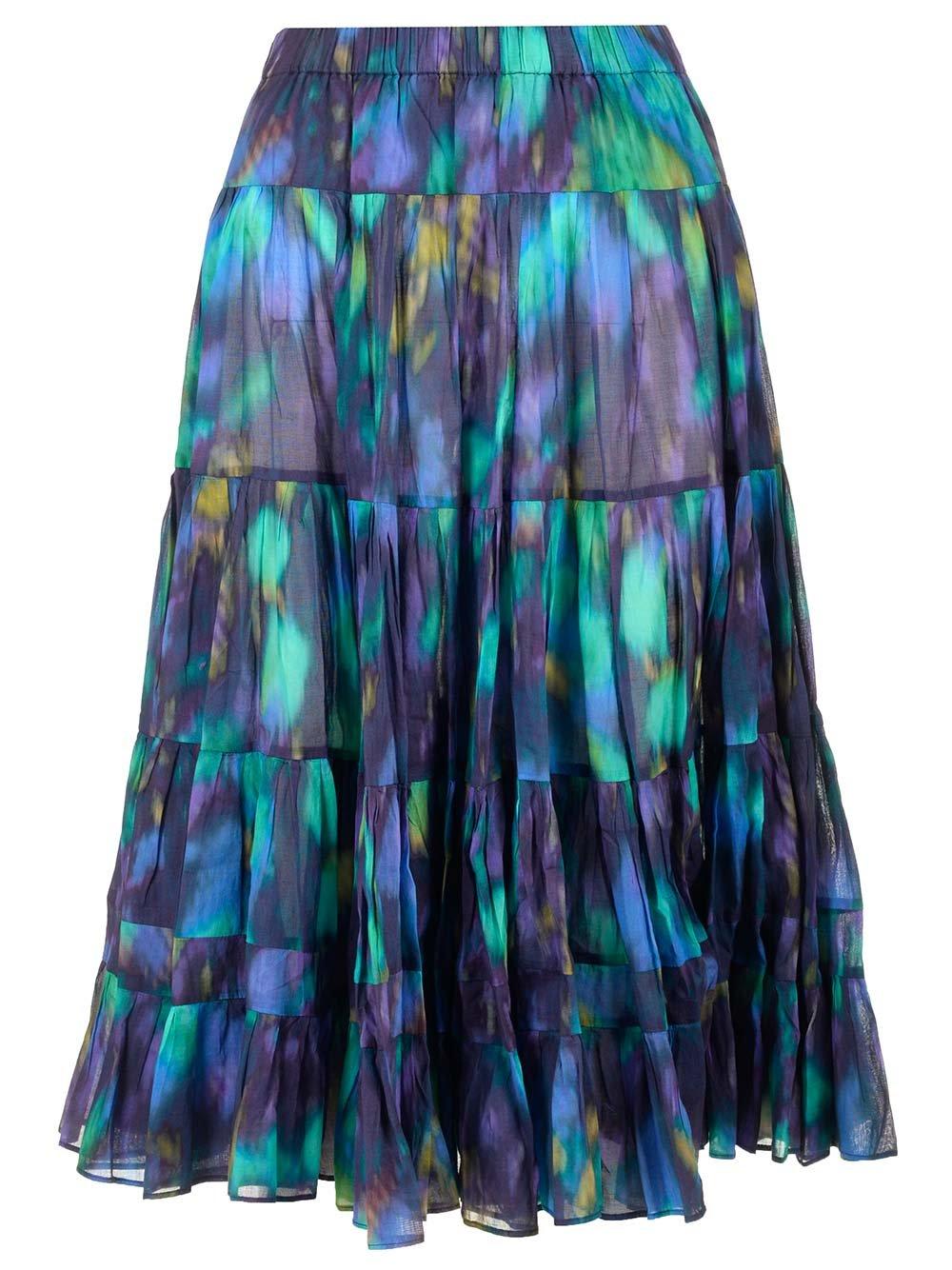 Shop Isabel Marant Tie-dyed Printed Skirt In Blue/green