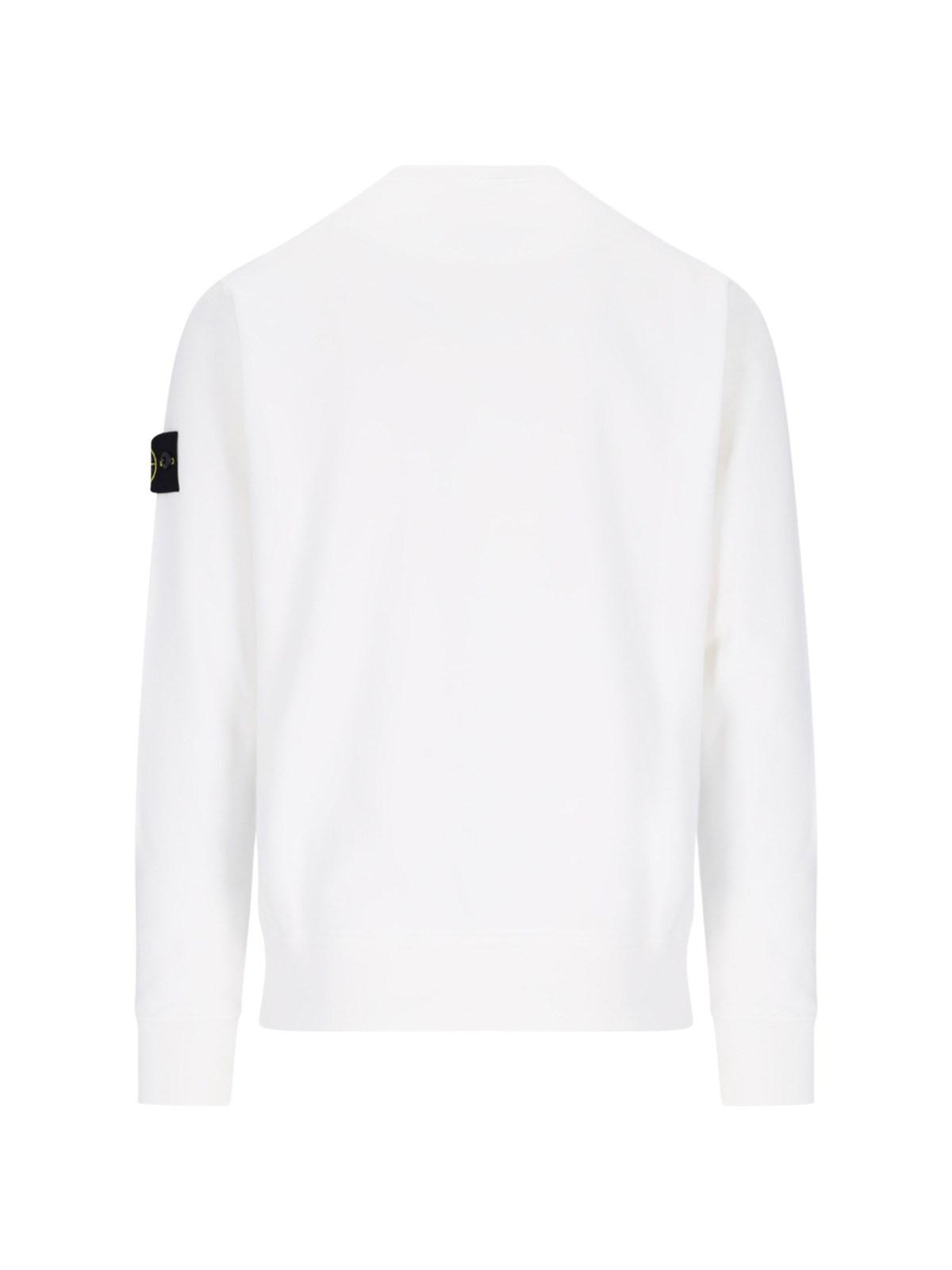 Shop Stone Island 63051 Crew Neck Sweatshirt Fleece In Bianco