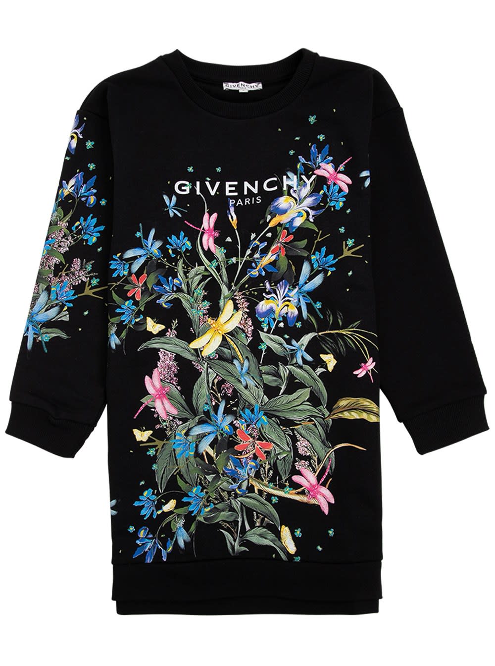 Givenchy Black Jersey Dress With Floral Logo Print