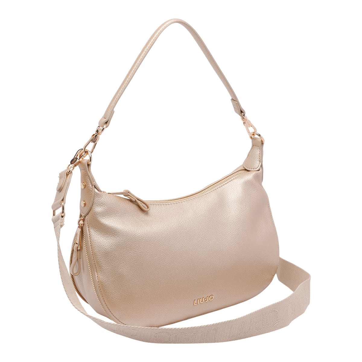 Liu •jo Medium Logo Hobo Bag In Gold