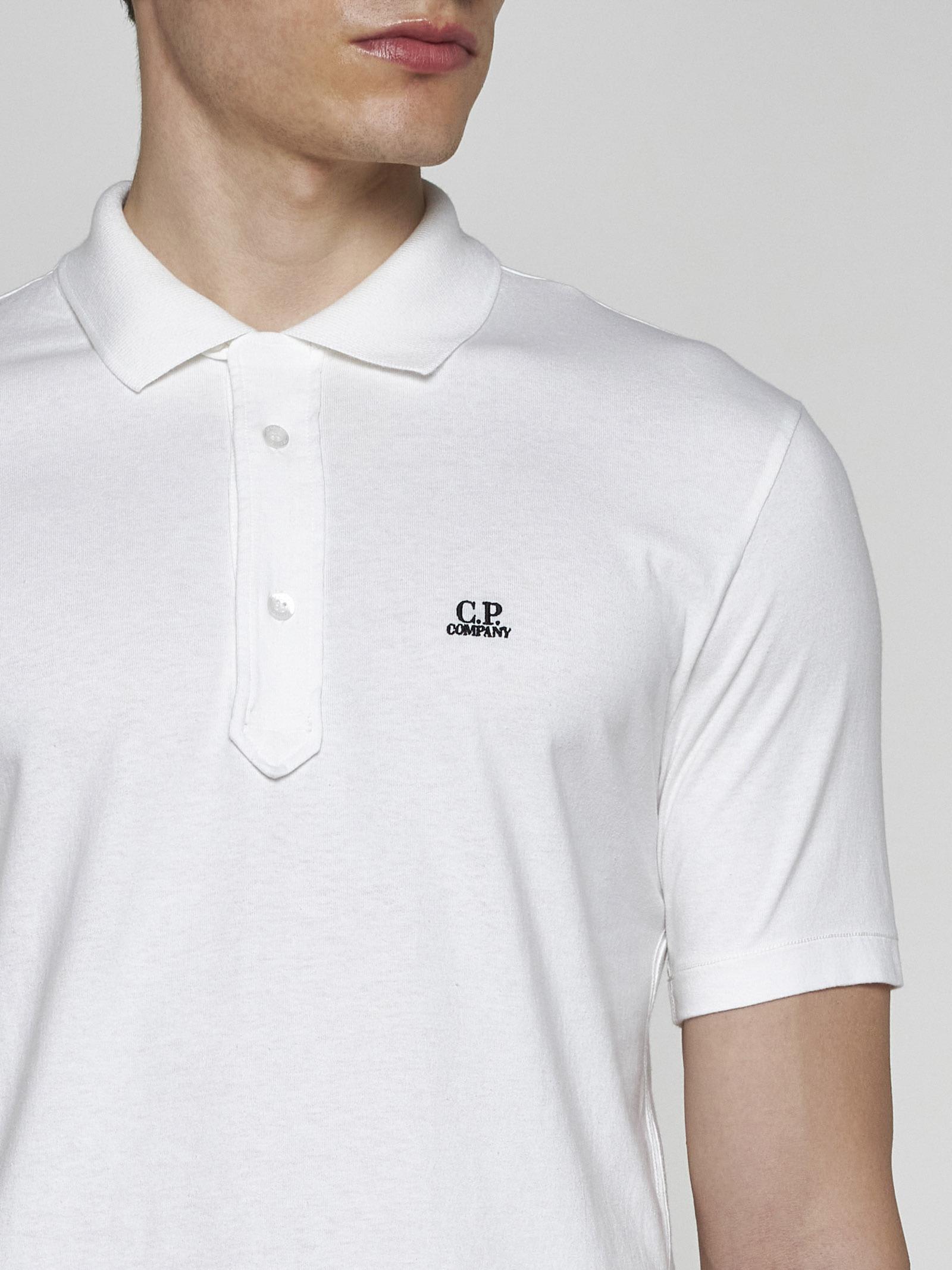 Shop C.p. Company Logo Cotton Polo Shirt In Gauze White