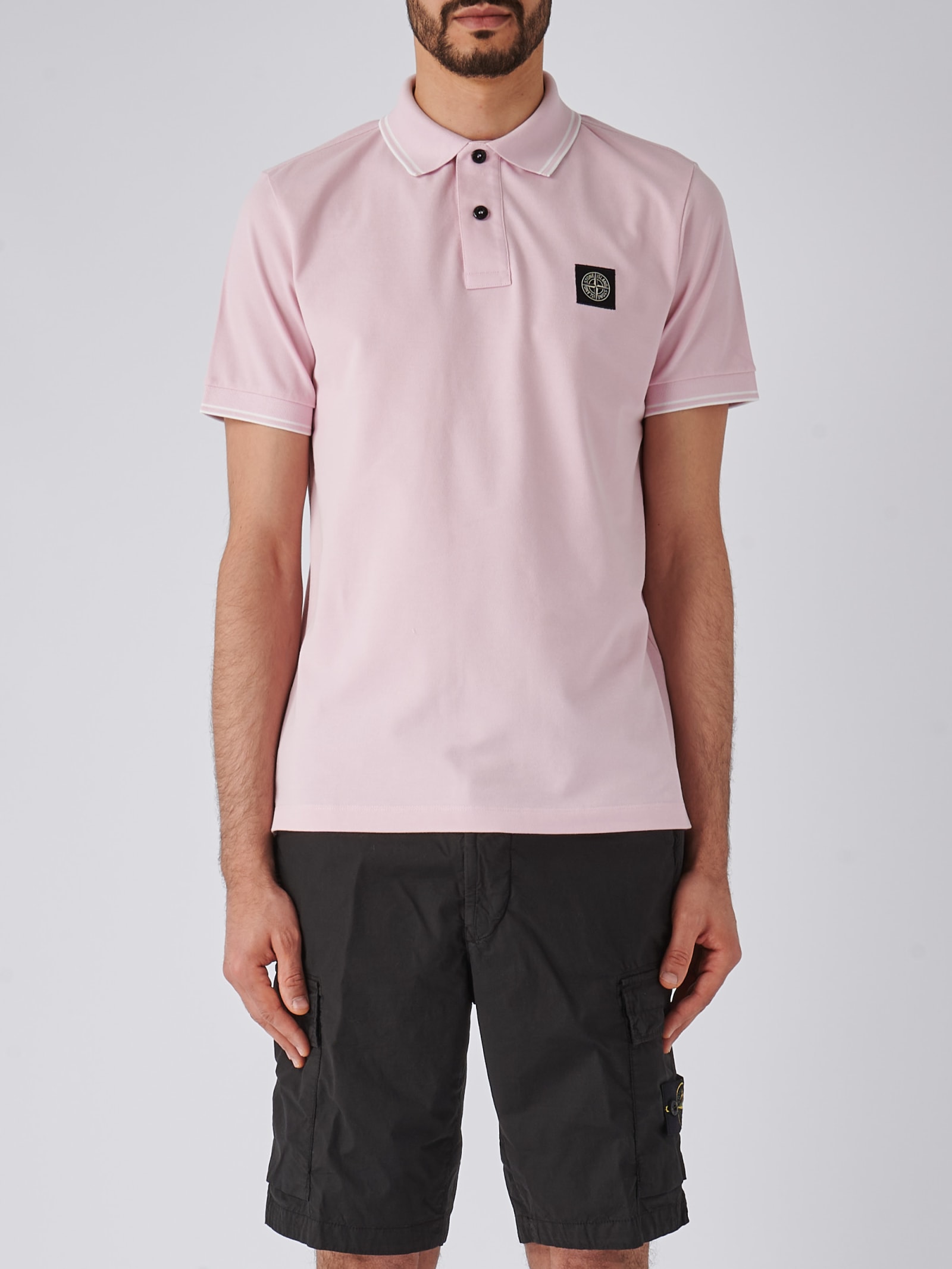 Stone Island Polo M/c Slim Fit T-shirt In Rosa