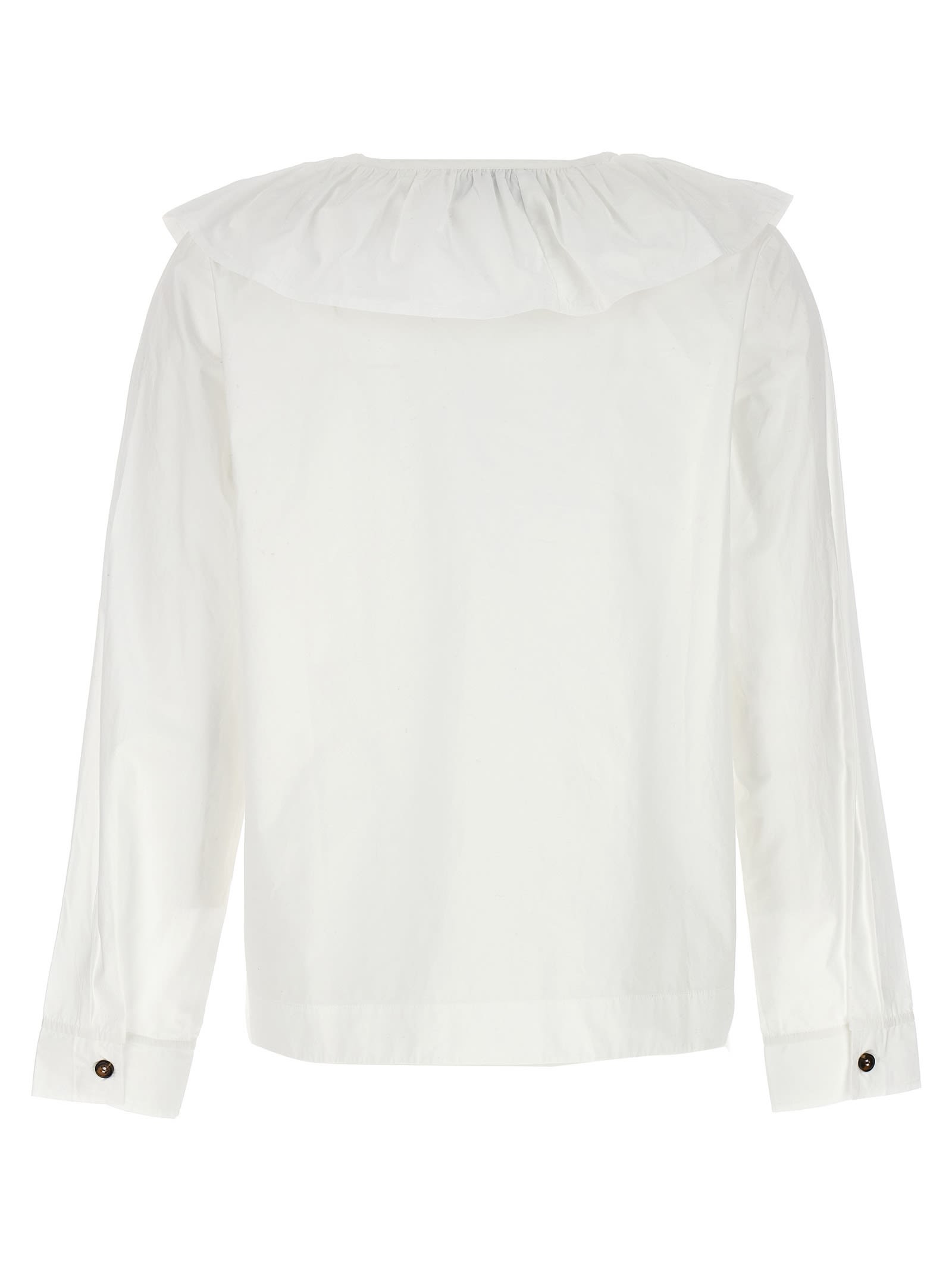 Shop Ganni Ruffles Shirt In White