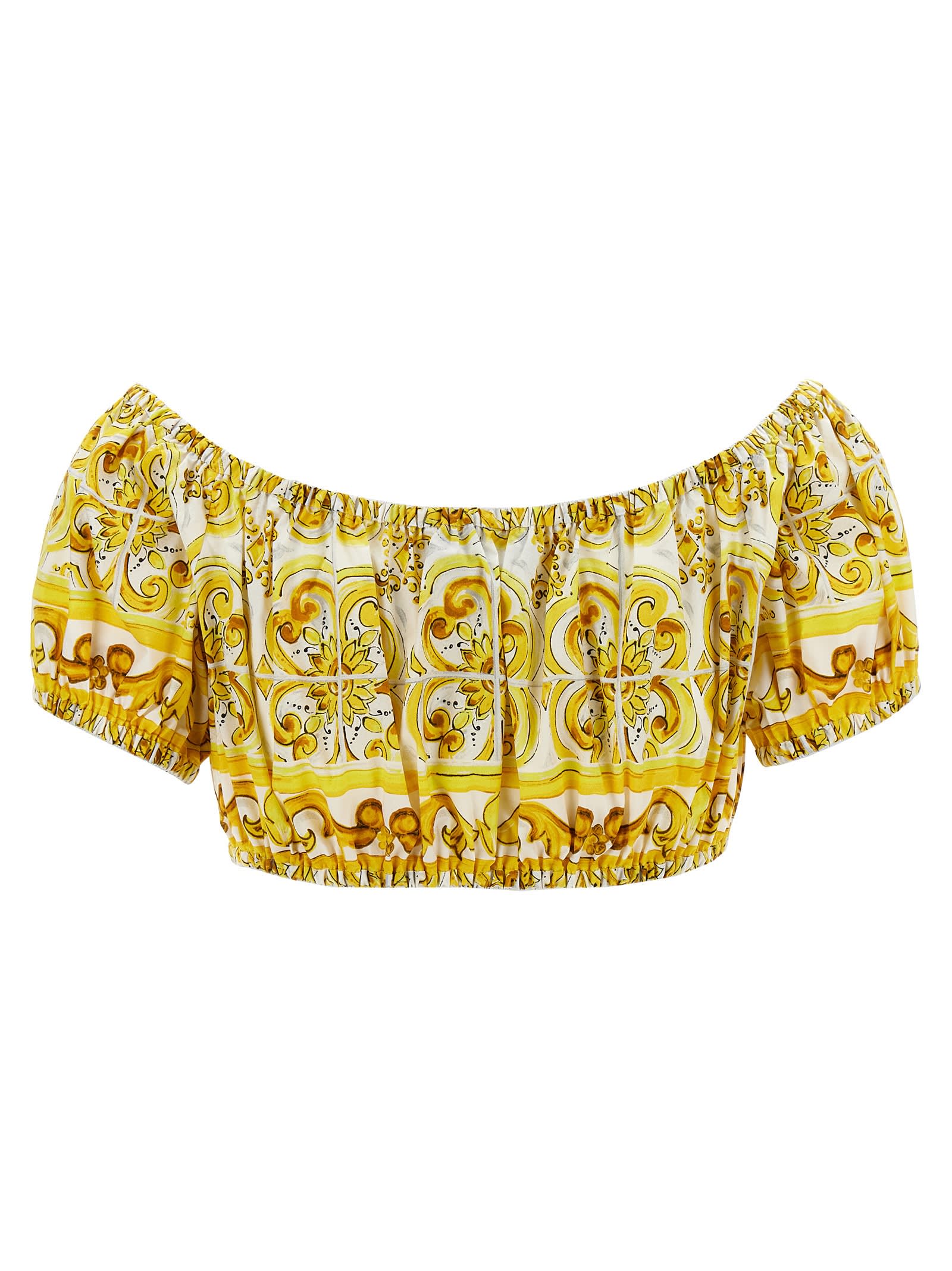 Shop Dolce & Gabbana Maioliche Top In Yellow