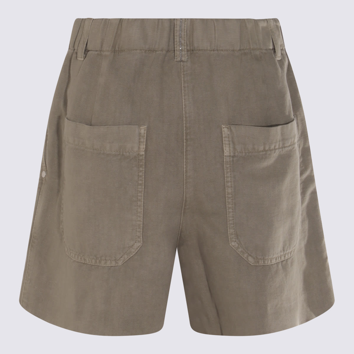 BRUNELLO CUCINELLI BEIGE COTTON AND LINEN BLEND SHORTS