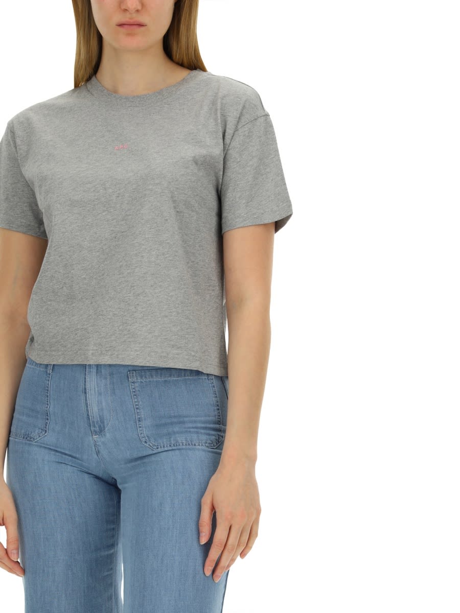Shop Apc Sweatshirt With Micro Logo In Grey