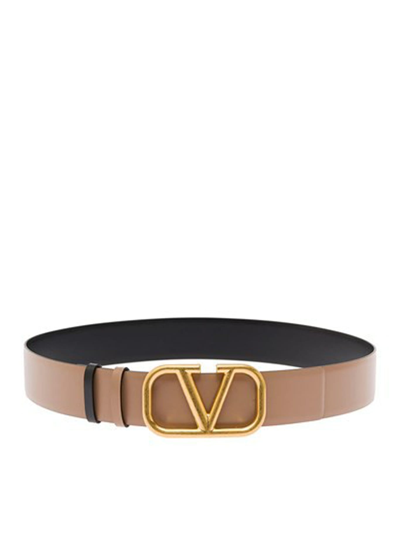 Reversible Vlogo Signature Belt In Glossy Calfskin 40 Mm for Woman in  Smokey Brown/black