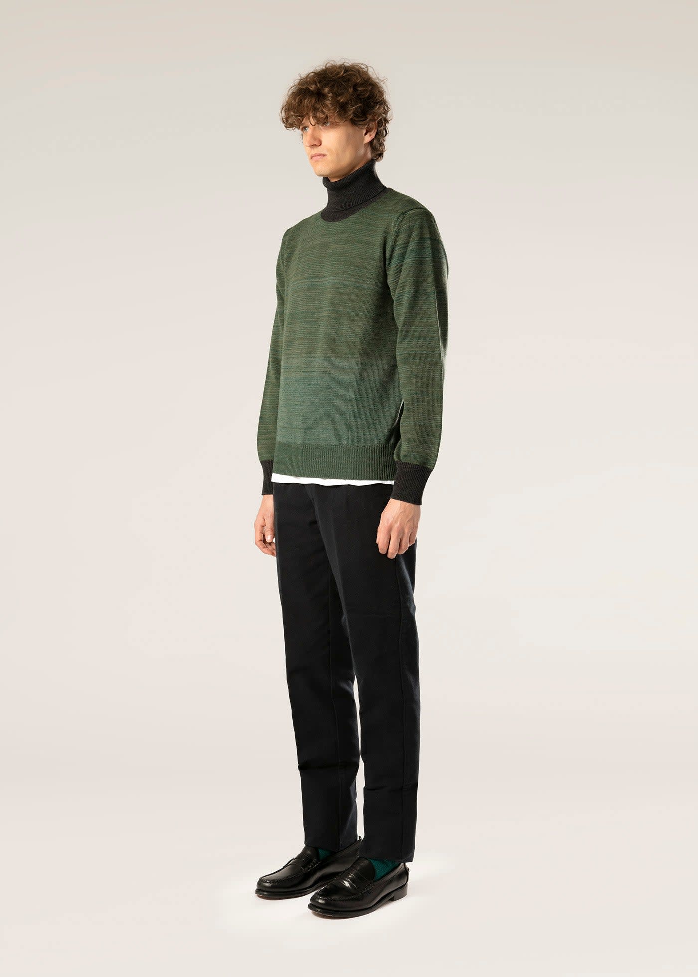 Doppiaa Aamintore Green Wool Turtleneck In Green