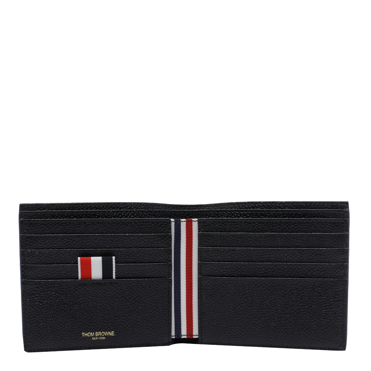 Thom Browne Pebble Grain Embroidery Goose Wallet In Black