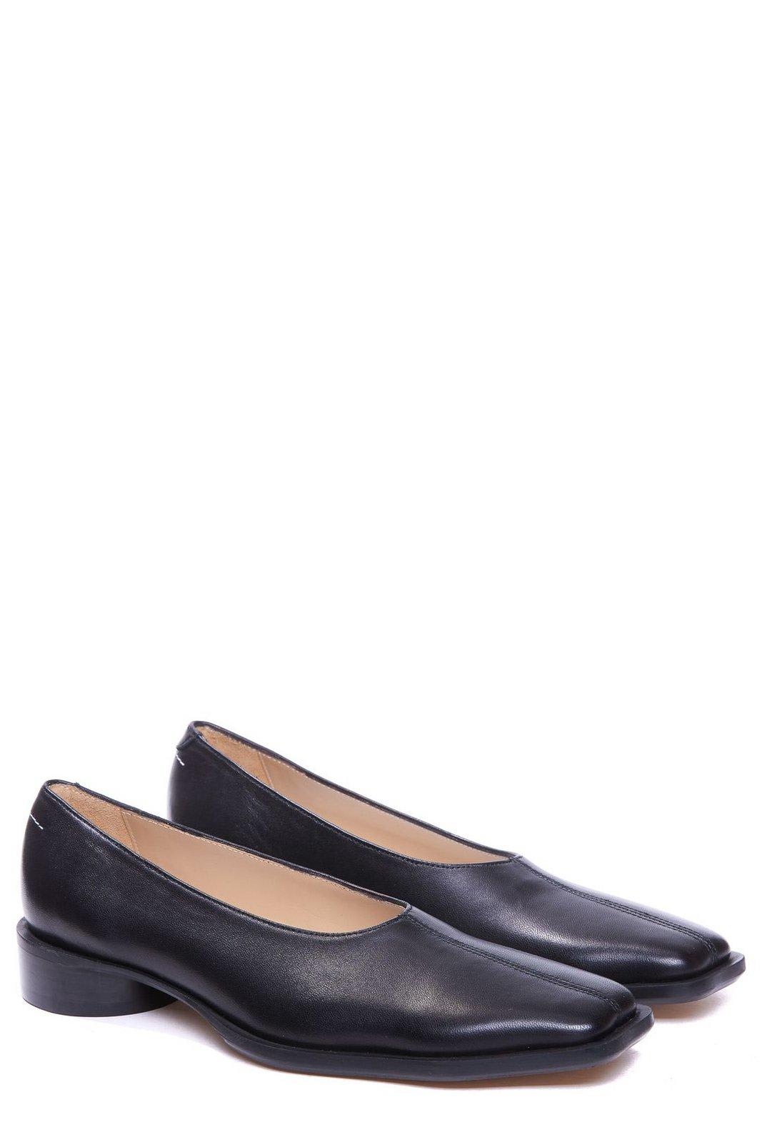 Shop Mm6 Maison Margiela Square Toe Slip-on Ballerinas In Black