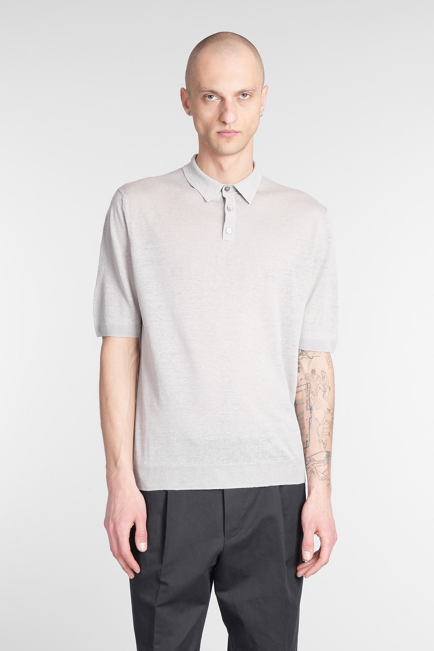T-shirt In Grey Linen