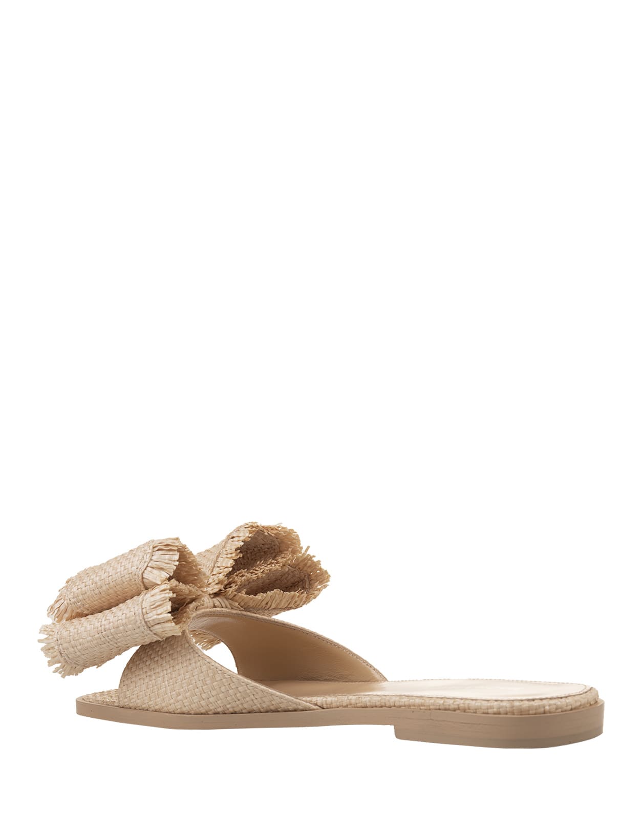 Shop Mach &amp; Mach Flat Sandals With Bow In Natural Raffia In Brown