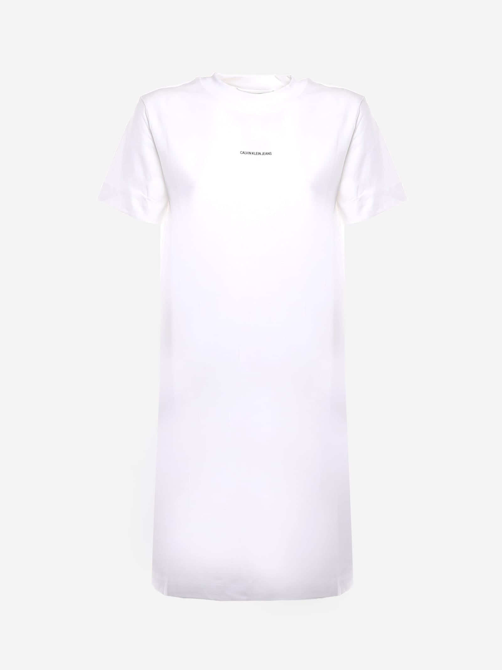 Calvin Klein Jeans Cotton T-shirt Dress With Printed Micro Logo