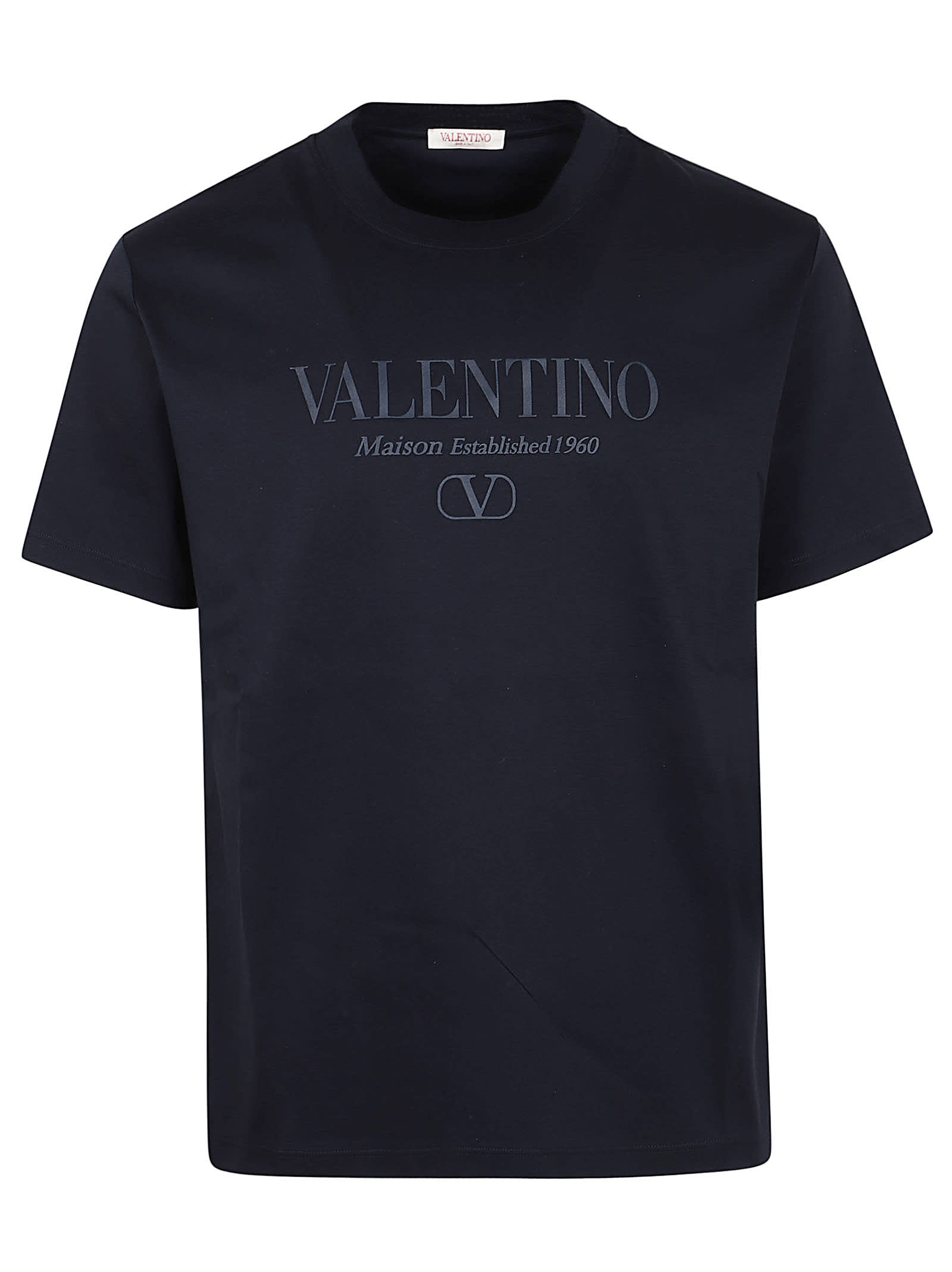 Shop Valentino T-shirt Jersey Iconic Regular In Navy