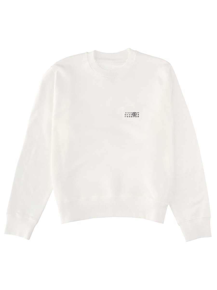 Mm6 Maison Margiela Numeric Signature Label Crewneck Sweatshirt In White