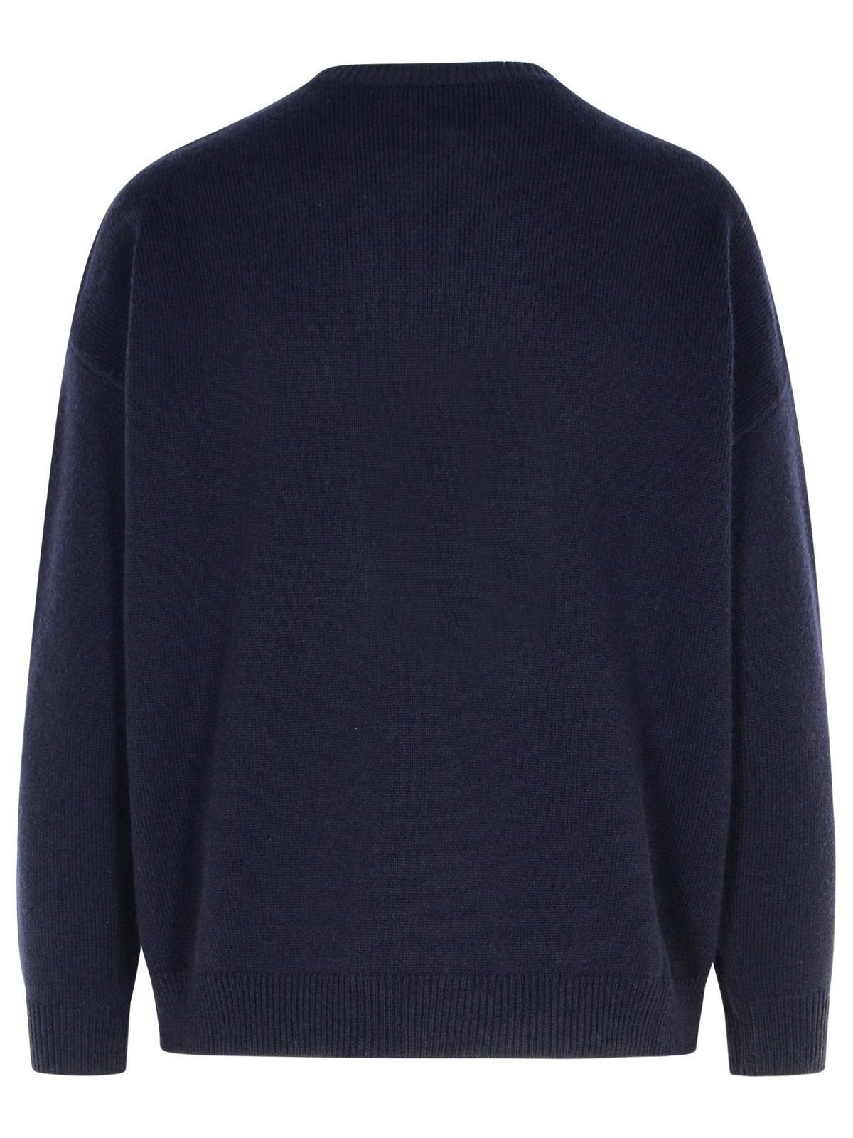 Shop Max Mara Logo Embroidered Knitted Jumper In Blu