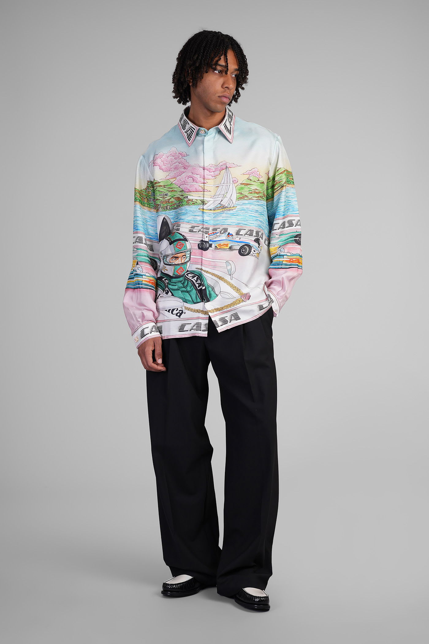 Casablanca Mens The Art Of Racing Classic Long-sleeve Silk Shirt In Multi