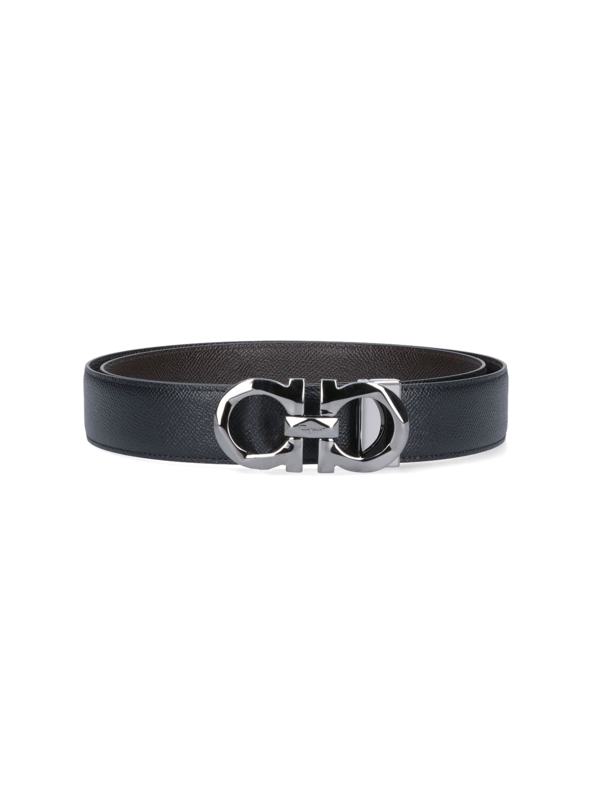 Shop Ferragamo Reversible Gancini Belt In Black