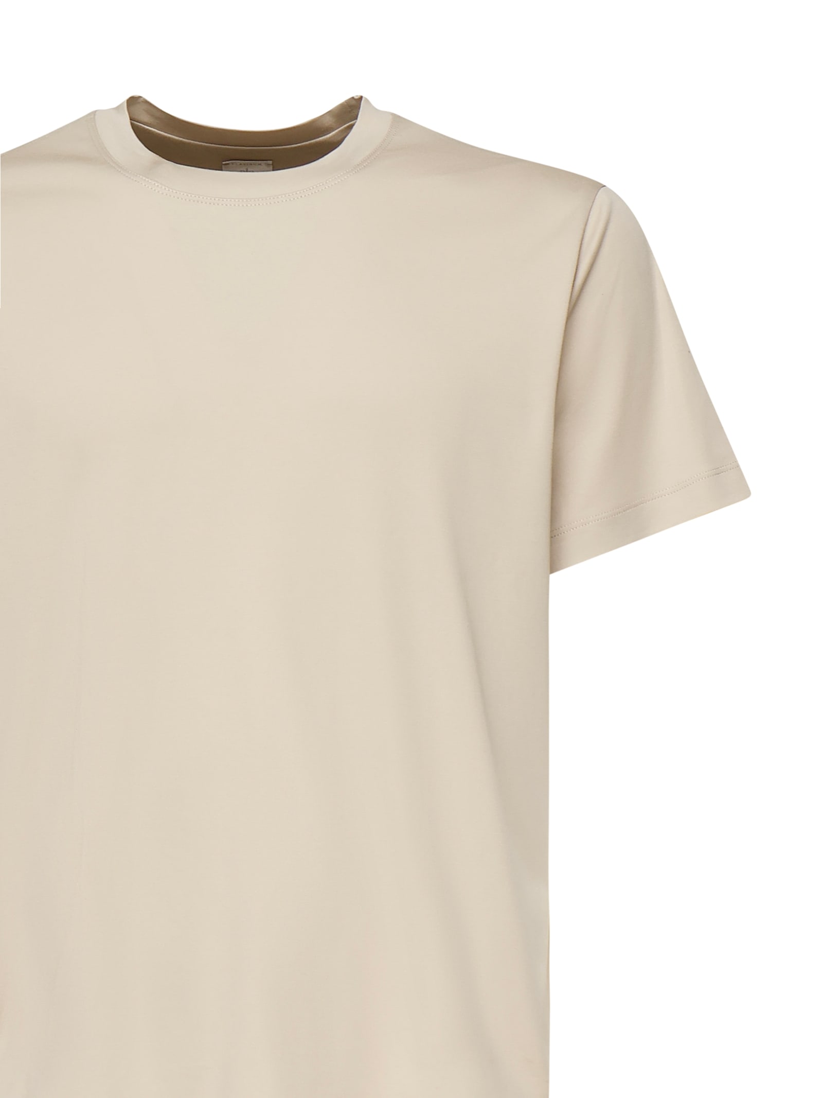 Eleventy Mens Sand And Lt. Gray Double-layered Crewneck Cotton T-shirt Xxl