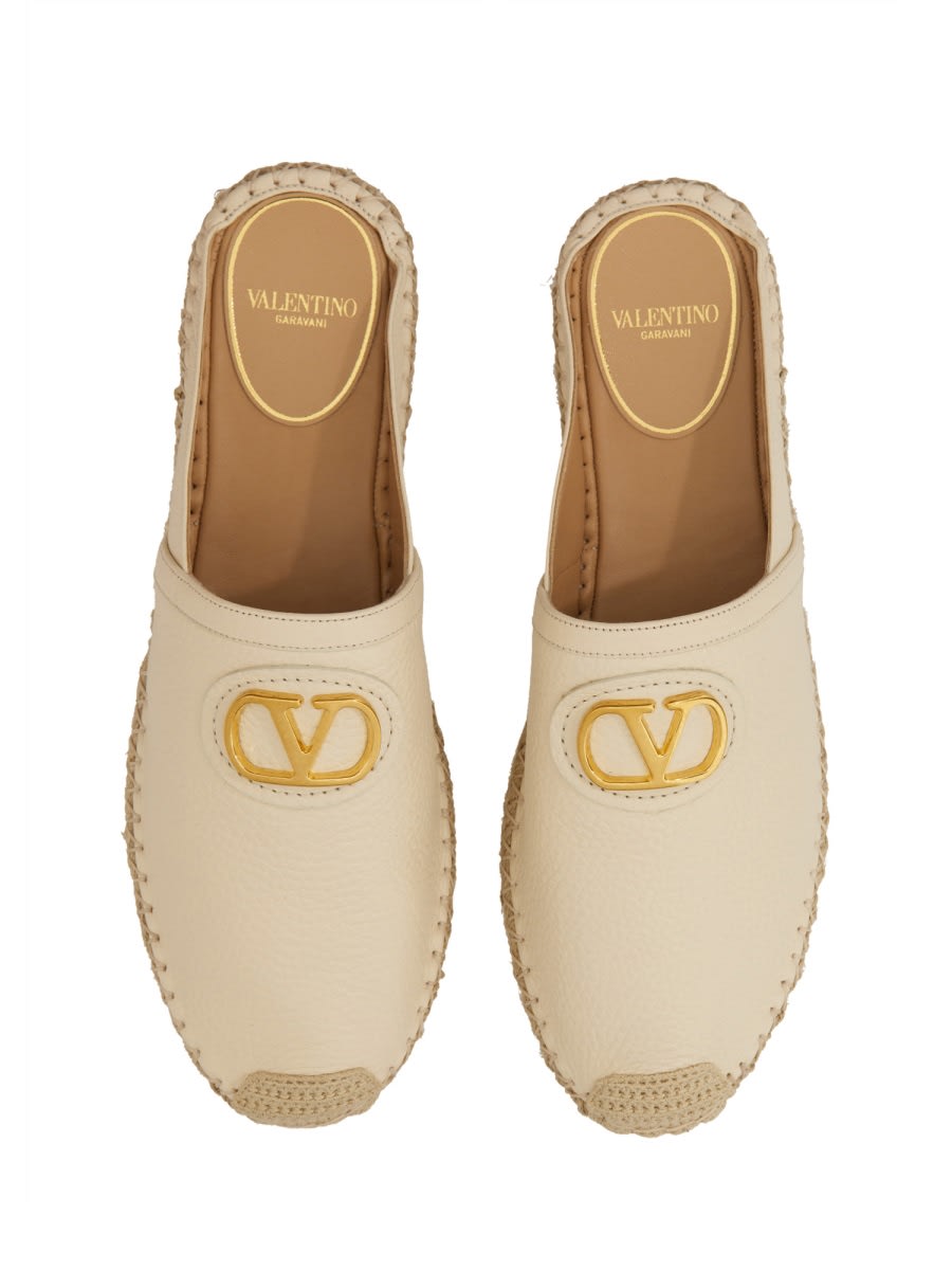 Valentino Vlogo Grainy Leather Mule Espadrille