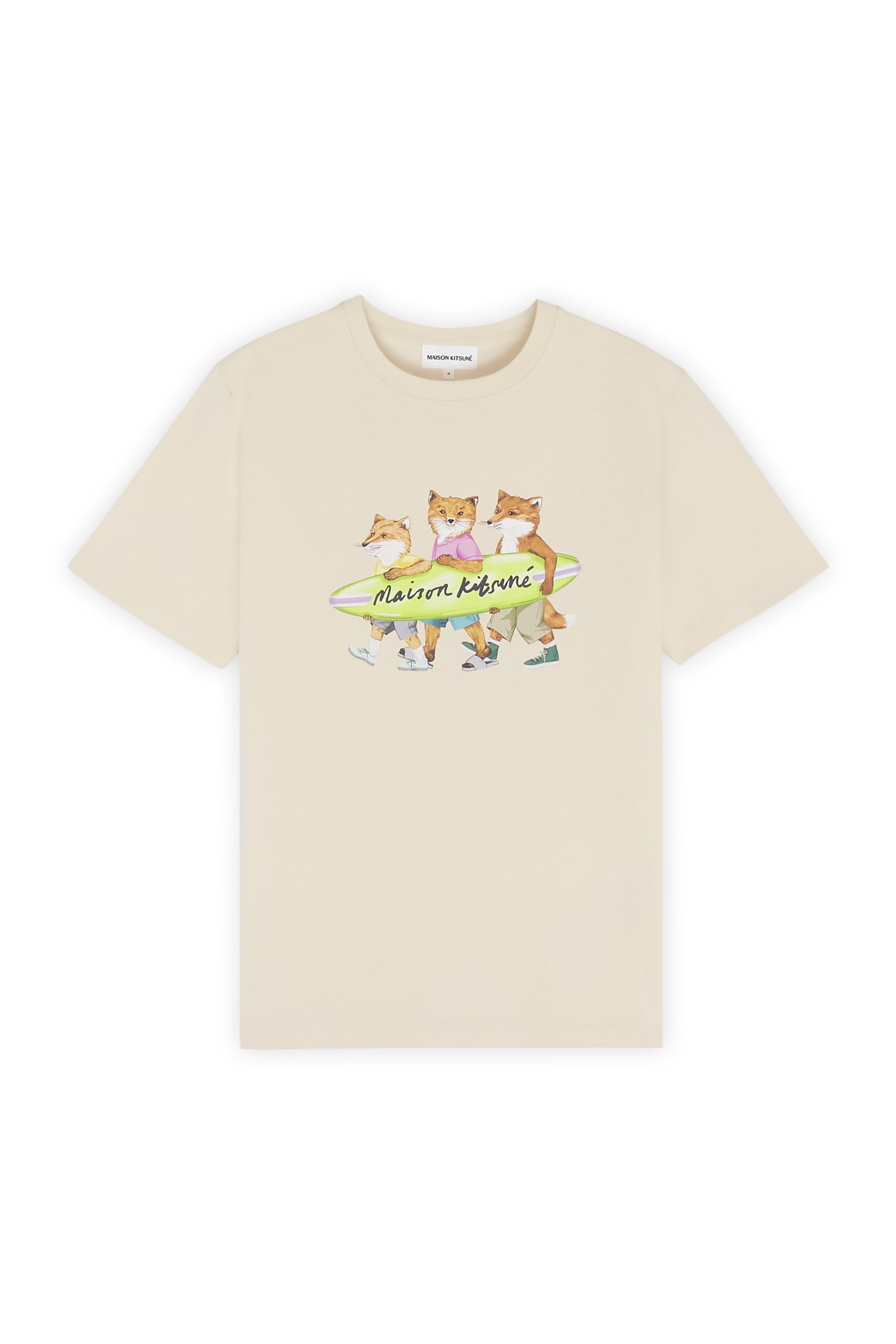 Shop Maison Kitsuné Surfing Foxes Comfort Tee-shirt In Paper