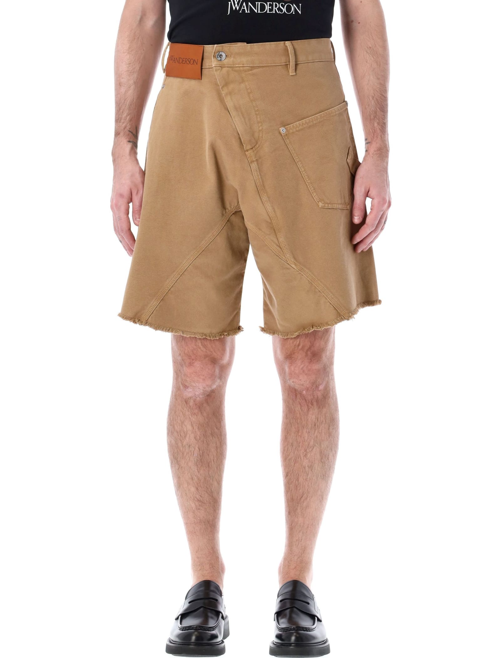 Shop Jw Anderson Twisted Workwear Shorts In Beige