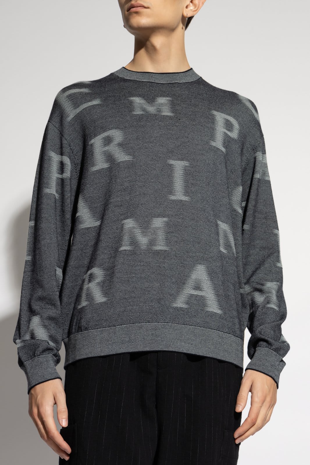 Shop Emporio Armani Wool Sweater By  In Grey